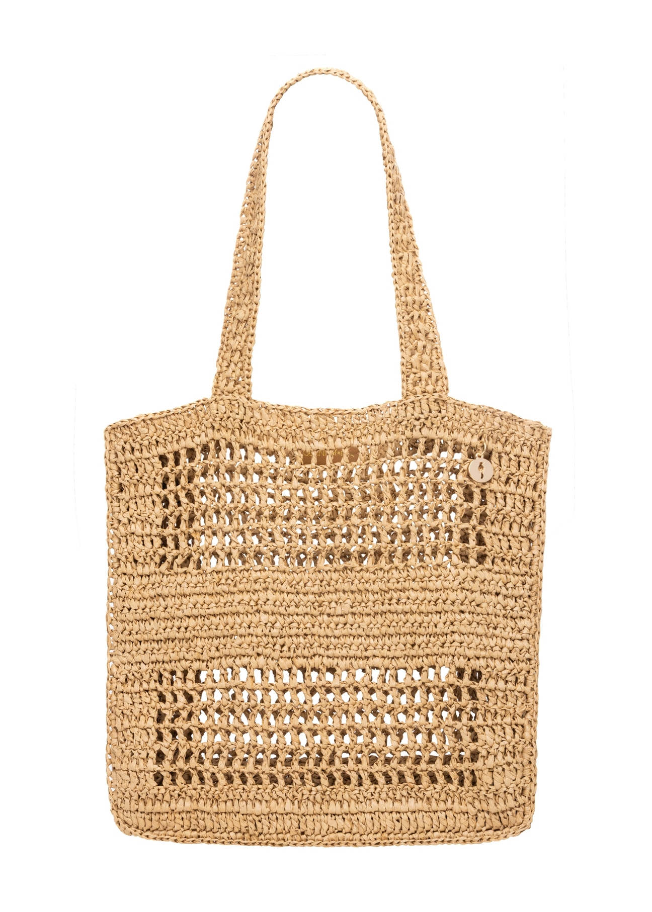 Women's straw handbag in natural beige color TOREC-1221-1E(W26), front product view on white background.