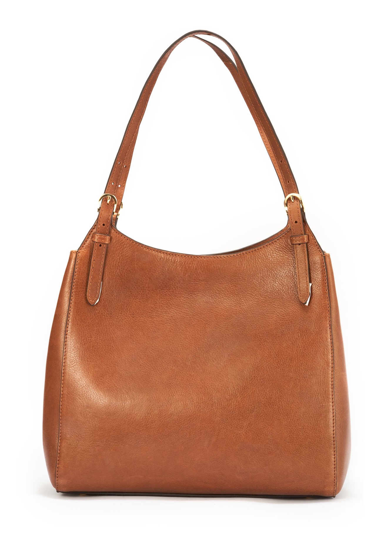 Brown leather women's handbag TORES-1106-1F(W26) - product view from the back, on a white background.