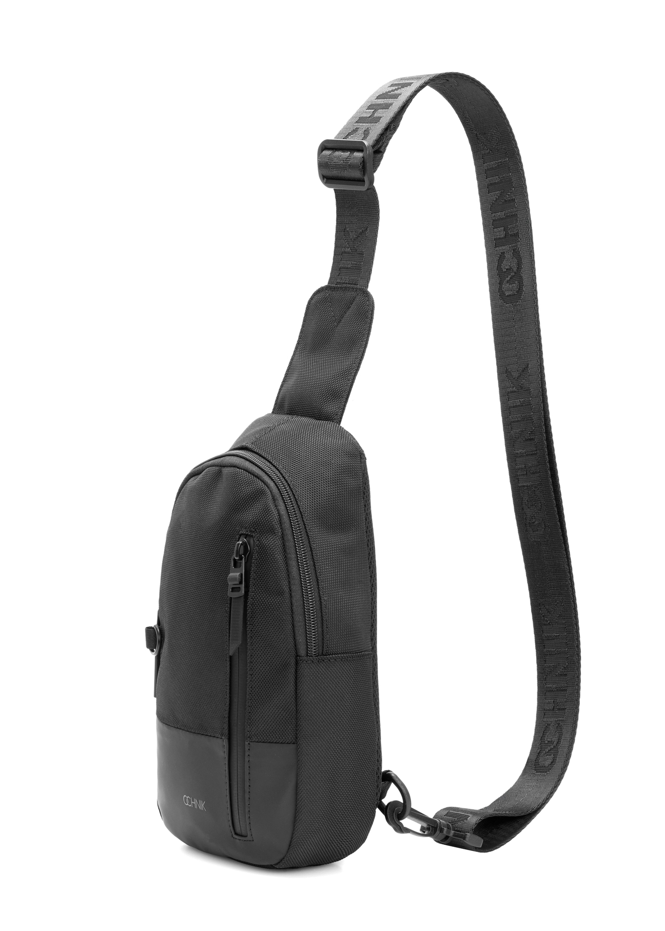 Black men's crossbody bag TORMN-0419-99(W26) - diagonal product view, on a white background.