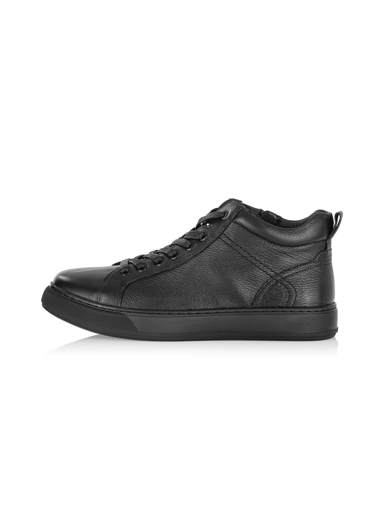 Black leather men's sneakers BUTYM-0466-99(Z25)