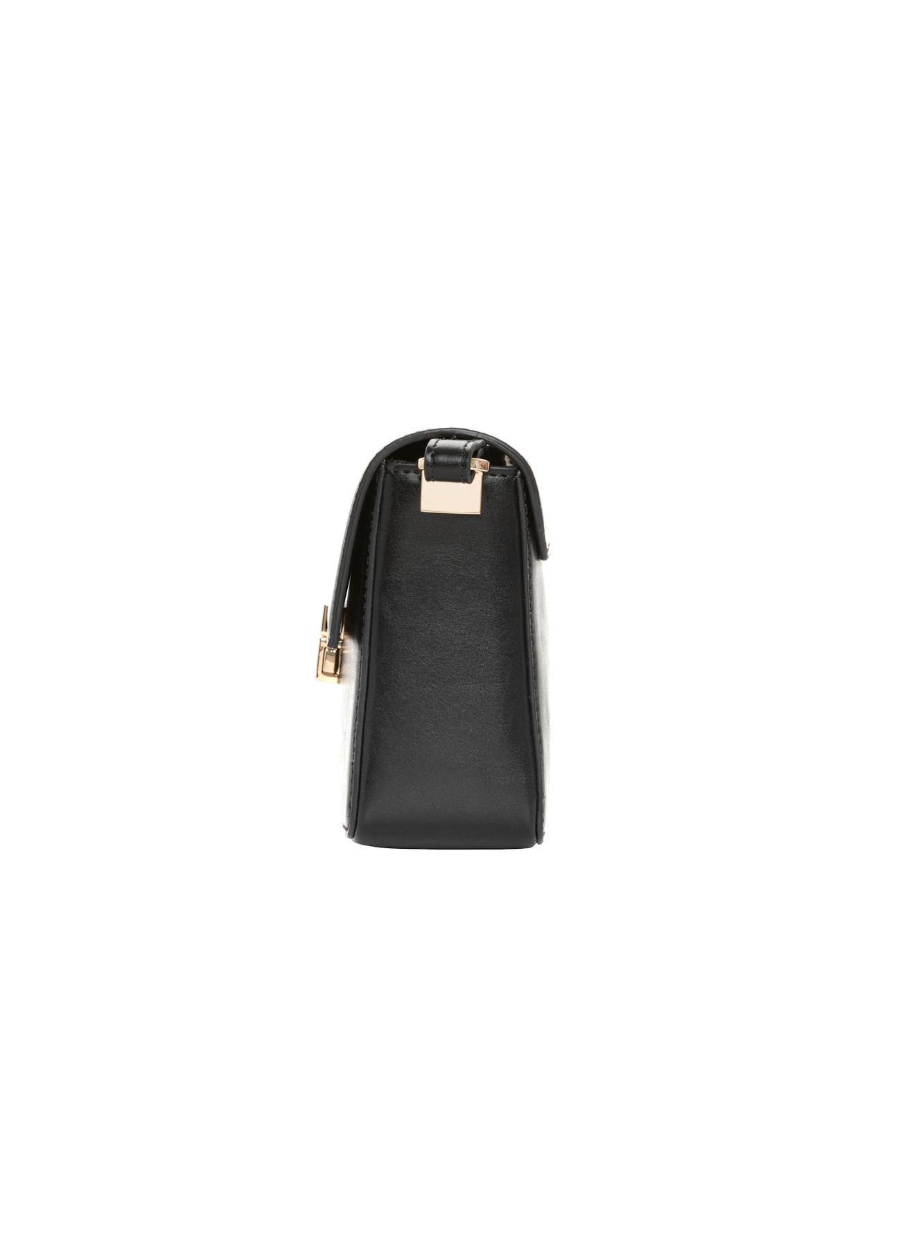 Elegant black women's handbag TOREC-1251-99(Z26), side view of the product on a white background.