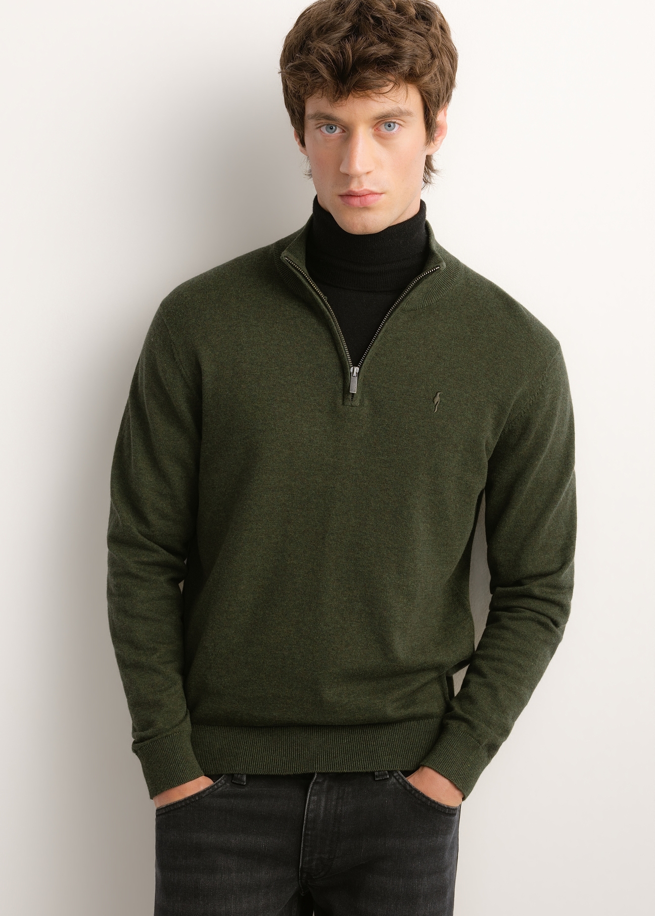Green men's sweater SWEMT-0174-8B(Z26)