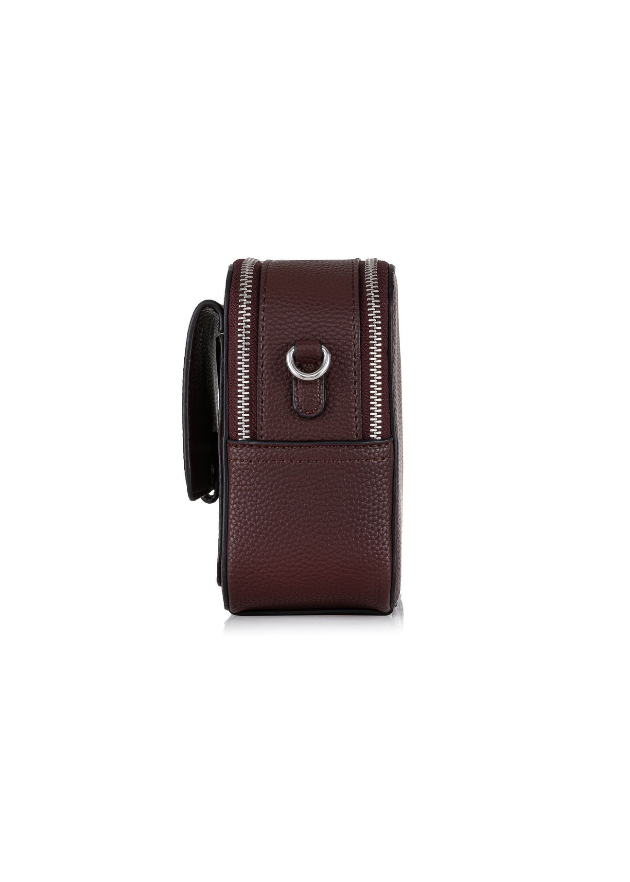 Burgundy two-compartment shoulder bag TOREC-0405C-49(Z25), side view of the product on a white background.