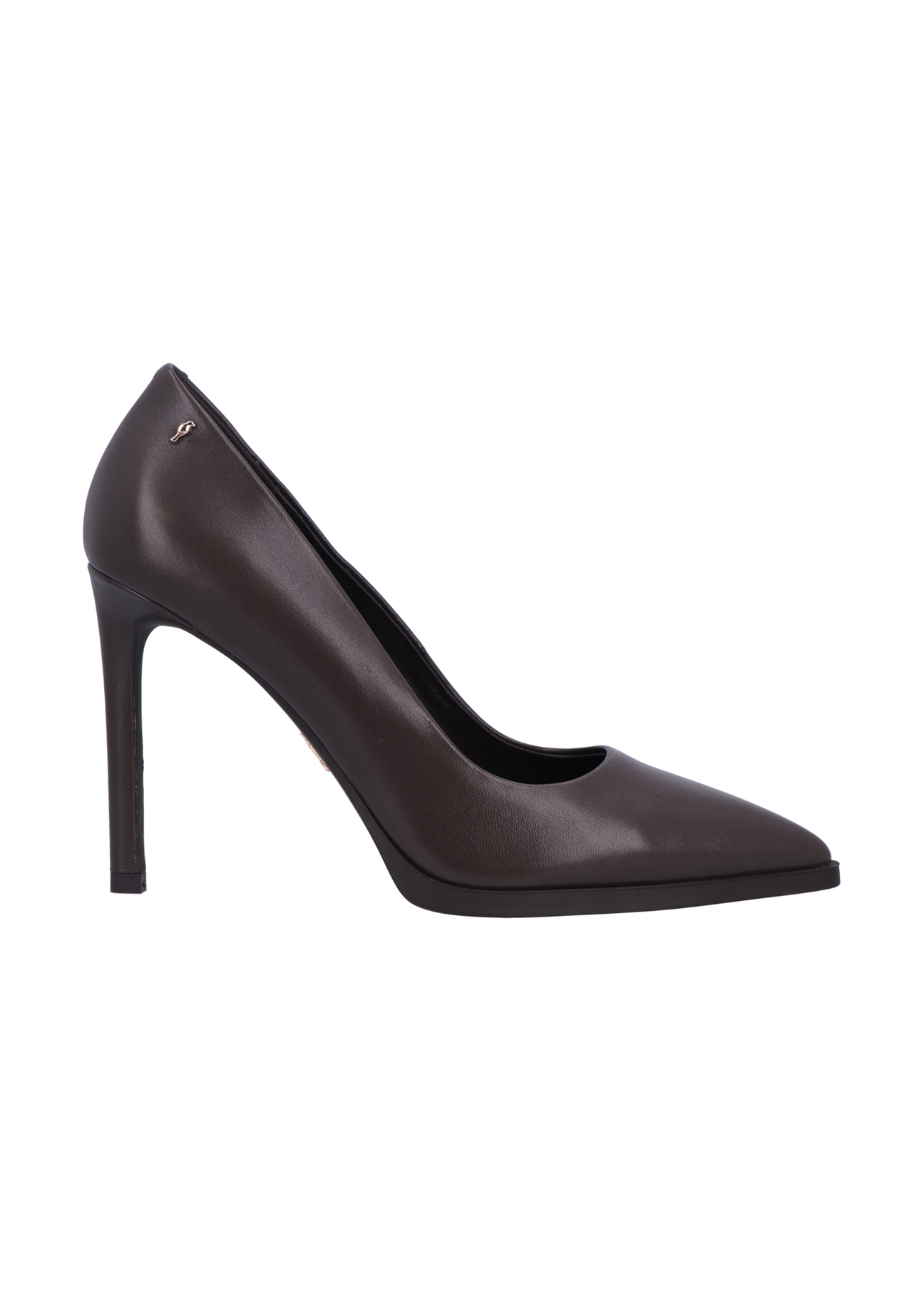 Brown leather women's high heels BUTYD-1217-1I(Z26), side product view on white background.