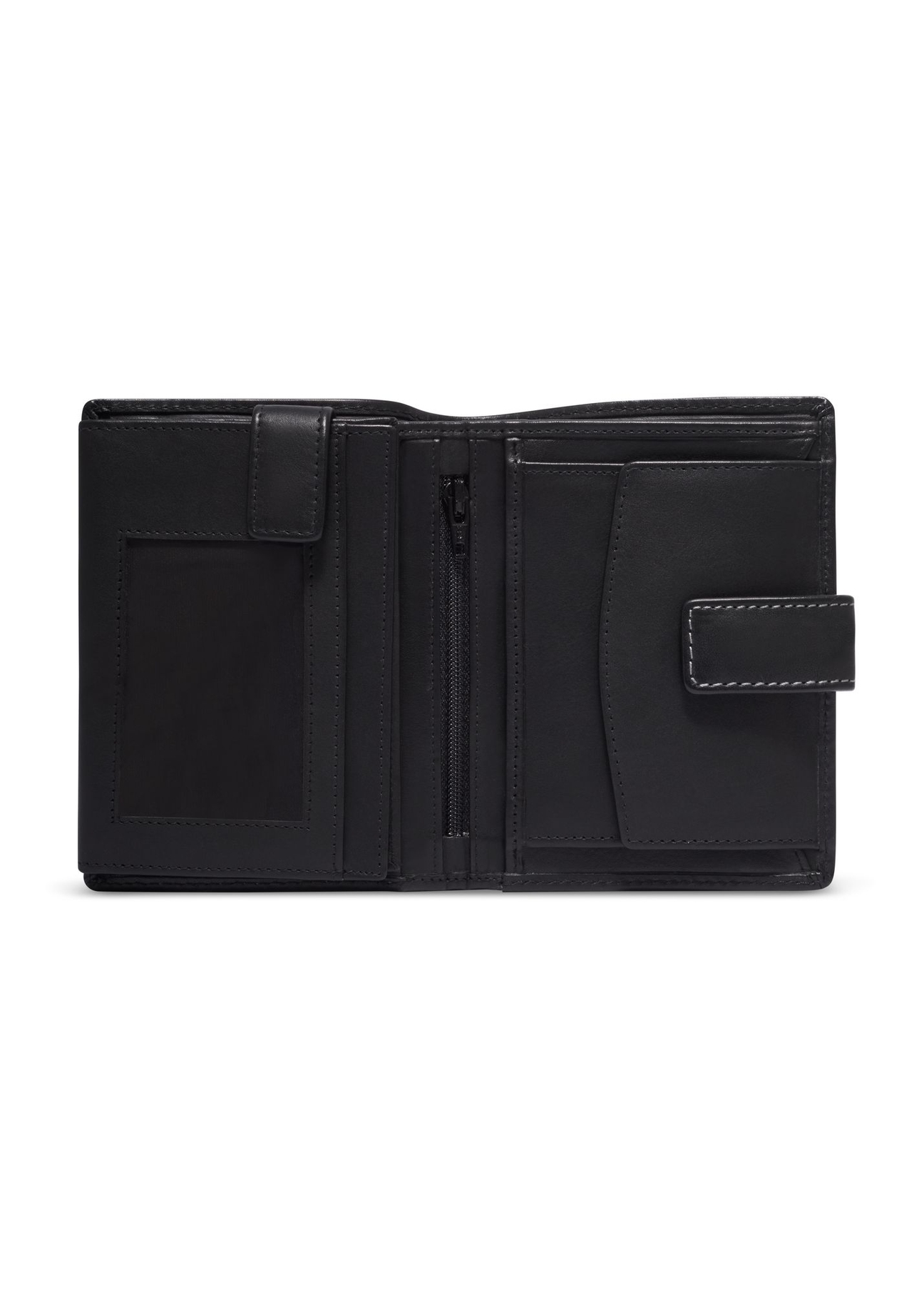 Black large men's leather wallet PORMS-0701-99(Z26) - product view from above, on white background.