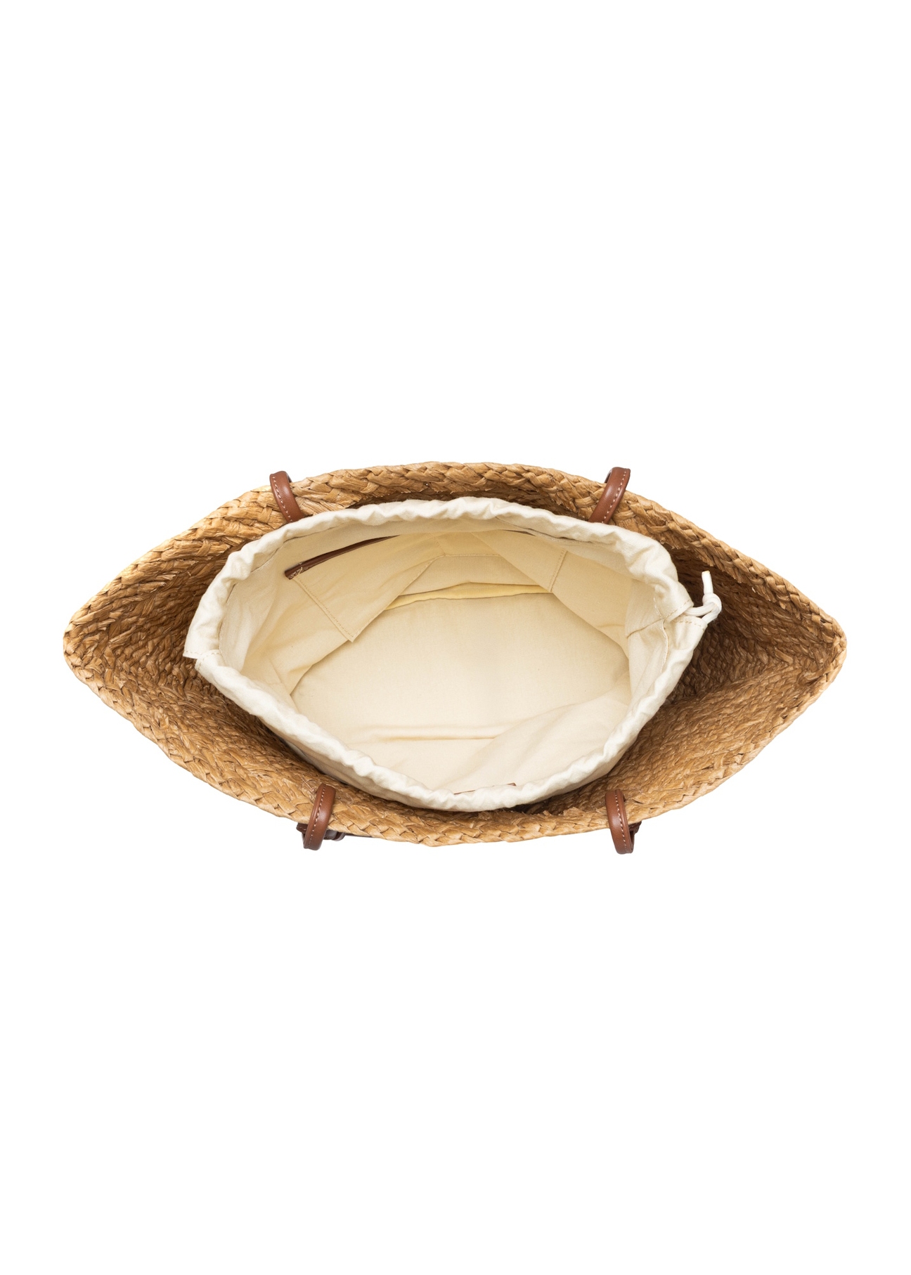 Large women's straw shopper bag TOREC-1217-1E(W26), product view inside on white background.