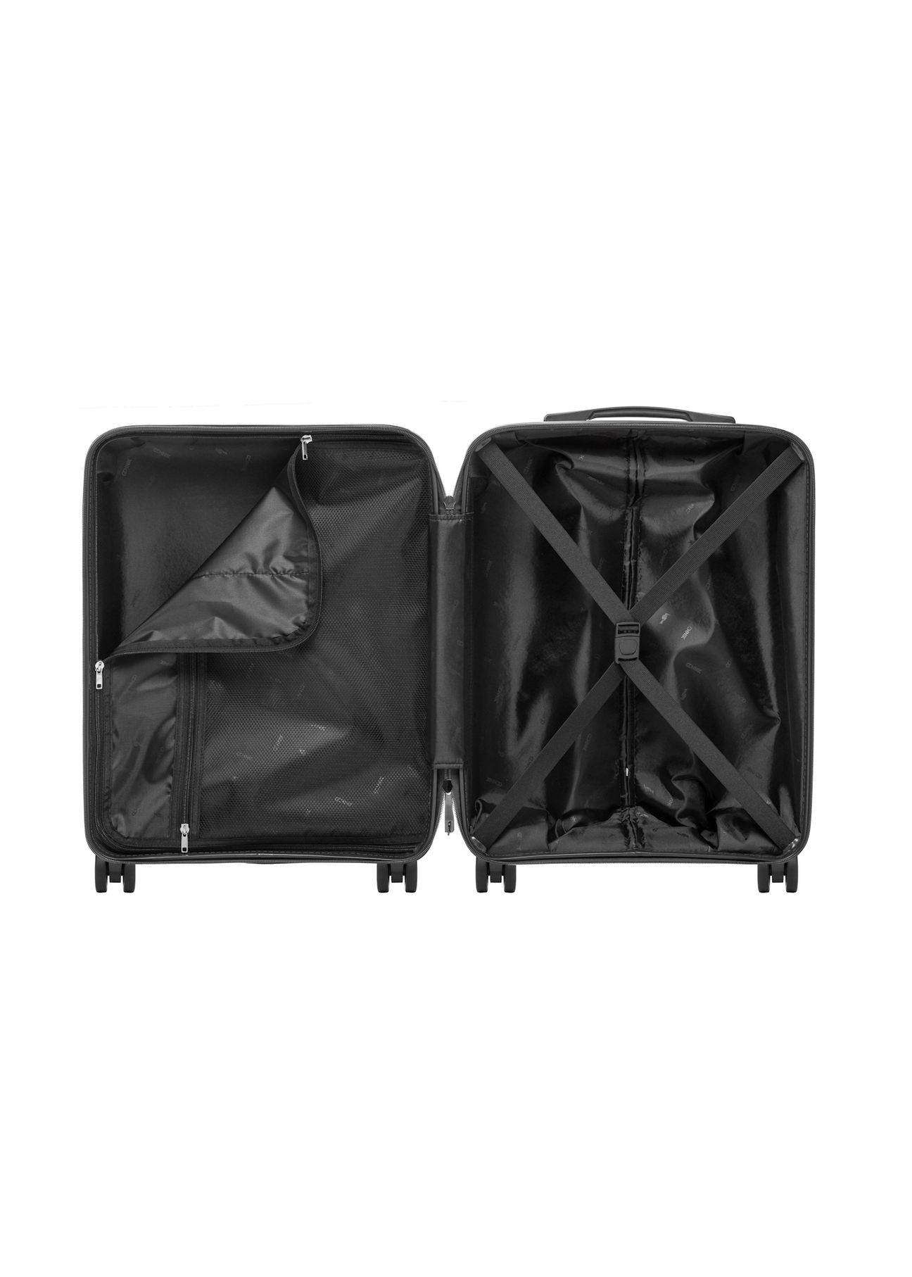 Small suitcase on wheels WALPP-0026-99-19(W26), product view inside on white background.