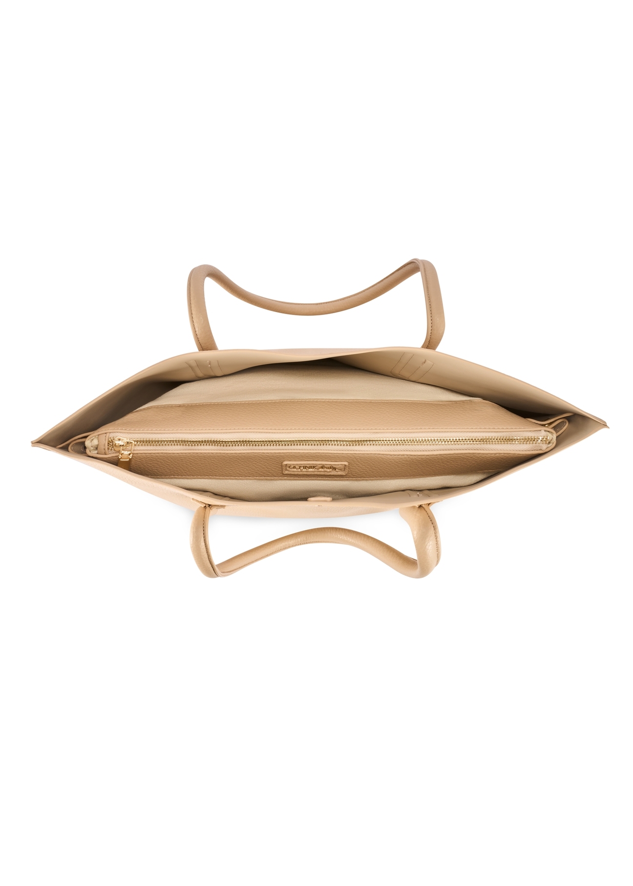 Beige women's shopper bag TOREC-0938-1A(W26), product view inside on white background.