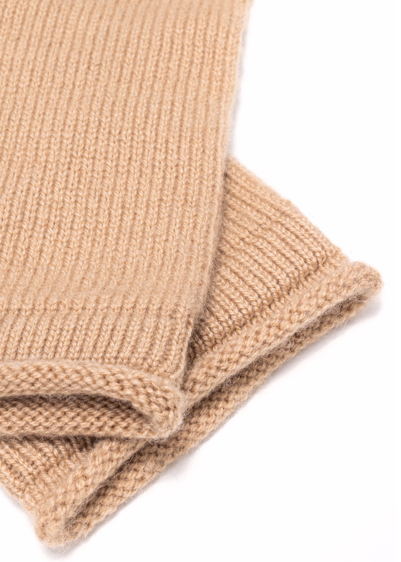 Beige women's cashmere gloves REKDT-0020-81(Z25), close-up of the product detail on a white background.