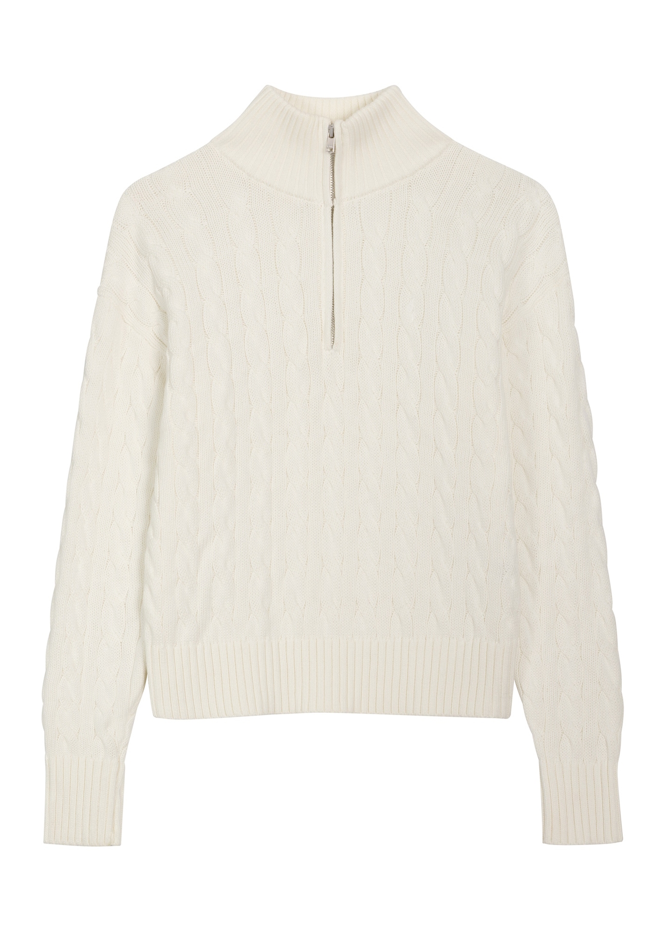 Cream cotton women's sweater SWEDT-0285-0B(Z26), front product view on white background.