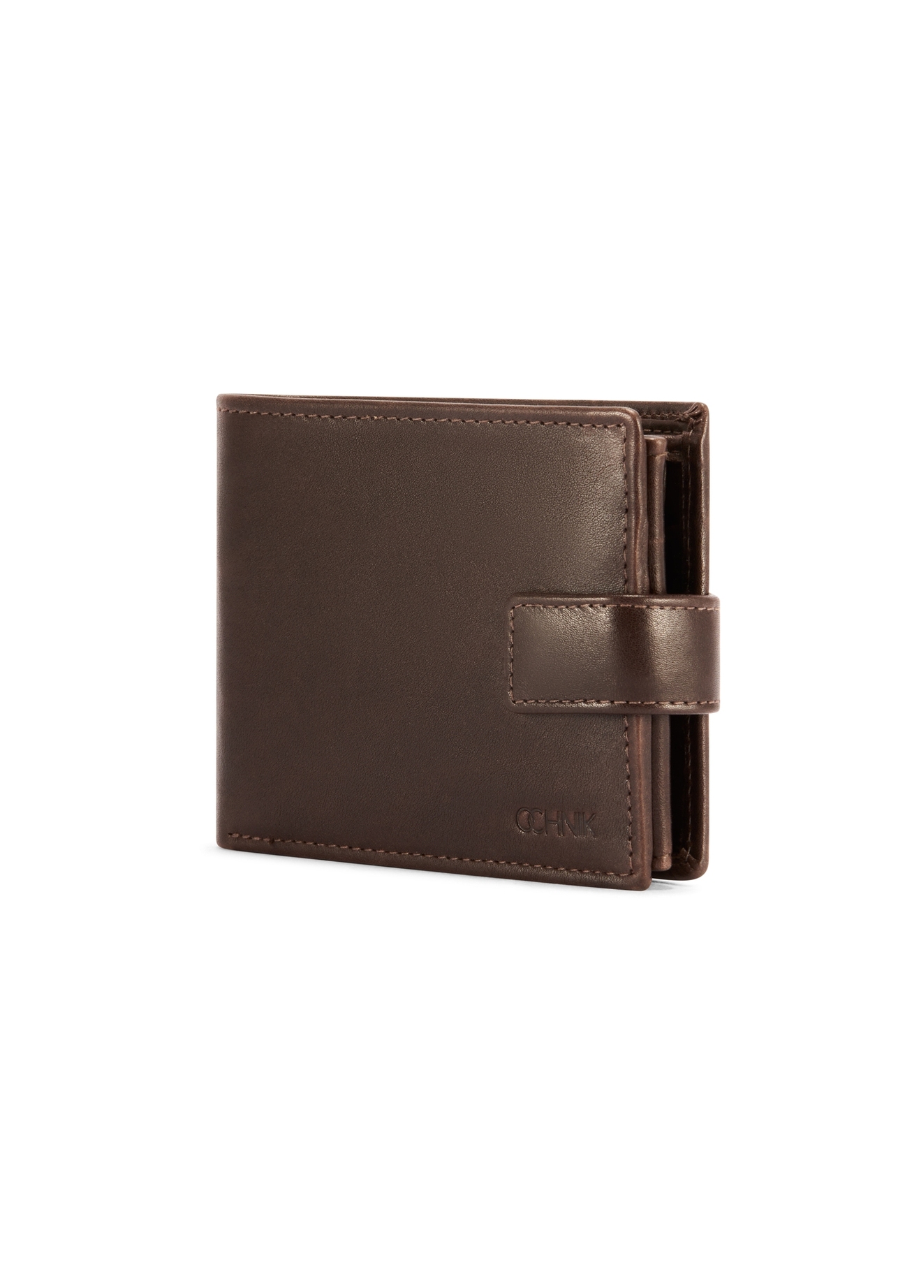 Men's brown leather wallet PORMS-0671-89(Z25), diagonal product view on white background.