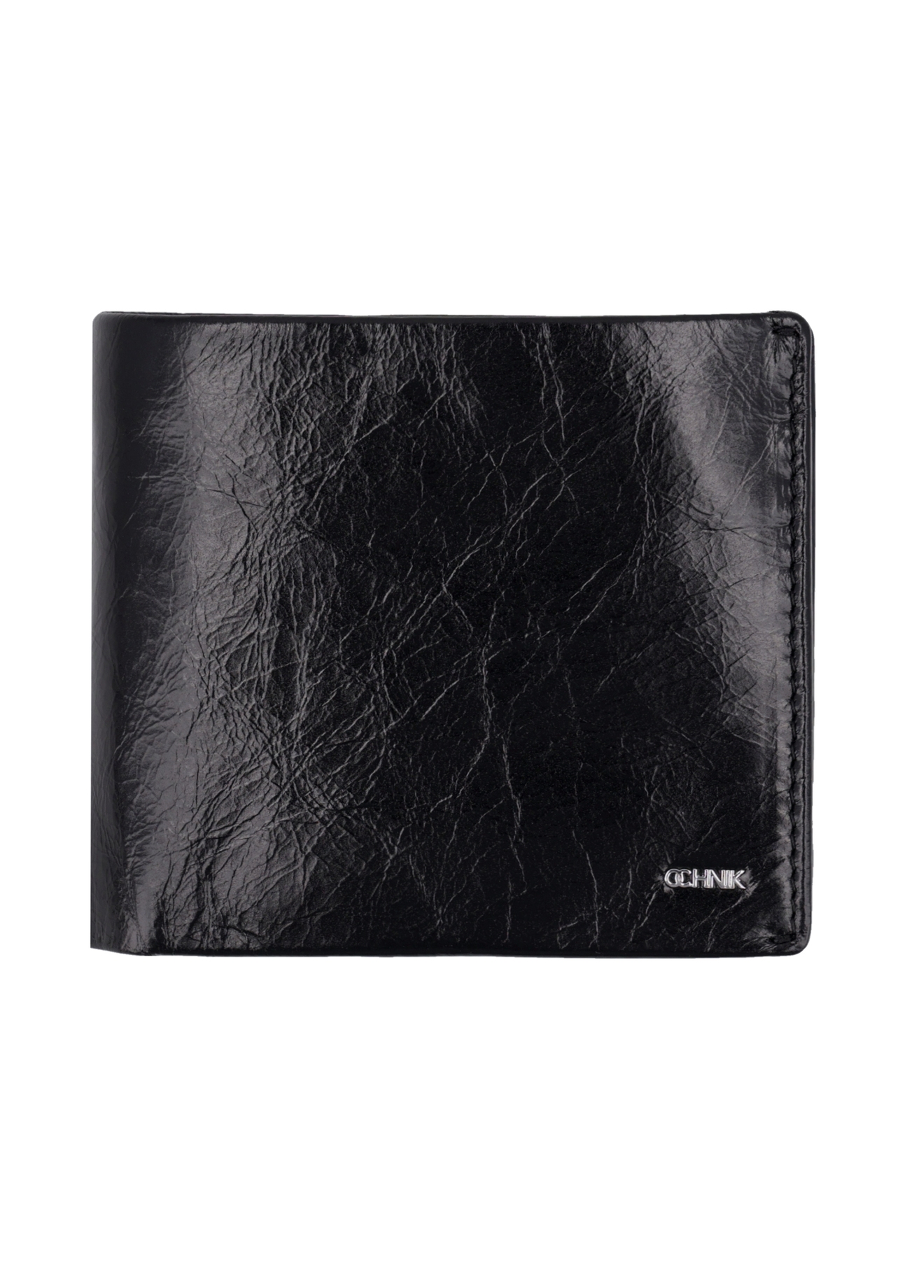 Black leather men's wallet PORMS-0738-99(Z26), front view of the product on a white background.