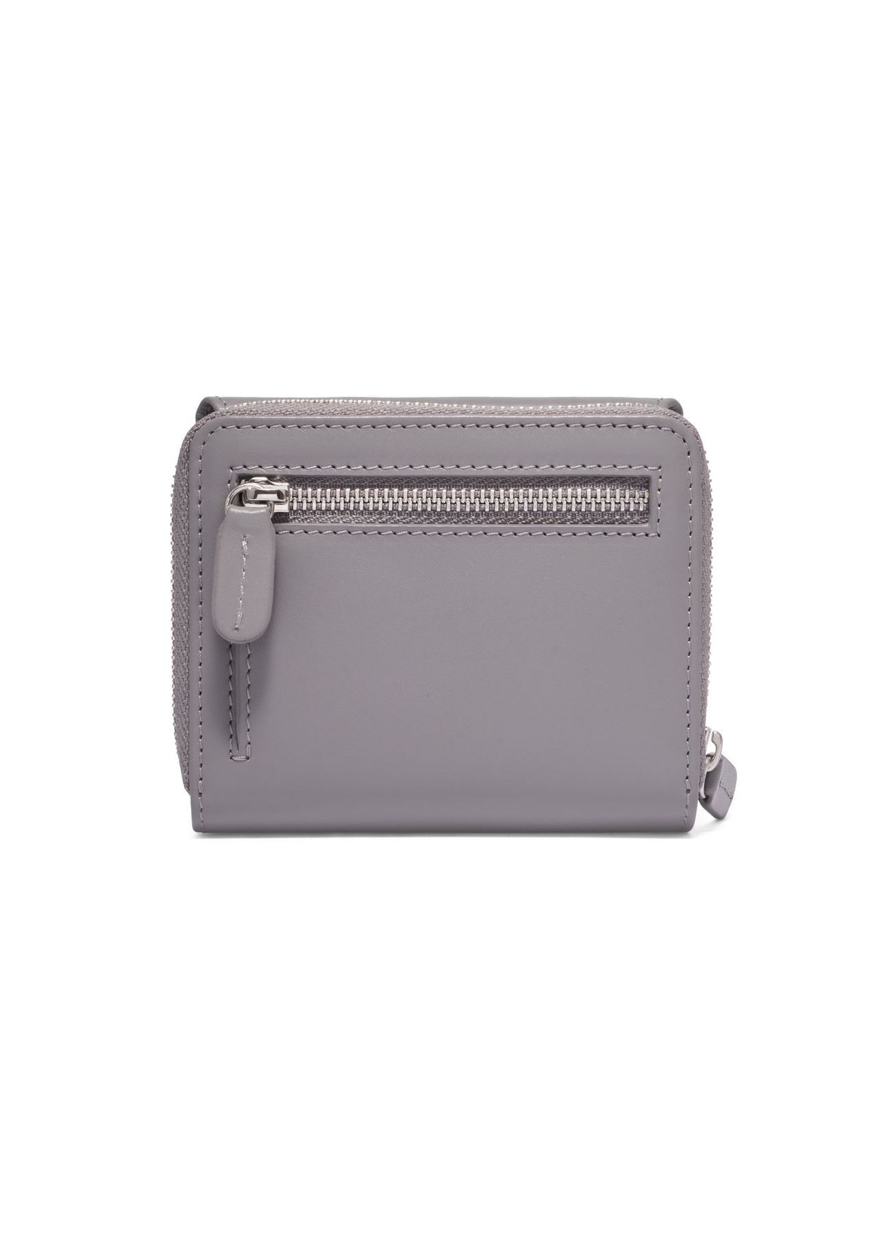 Graphite small leather women's wallet PORES-1025-9D(Z26) - product view from the back, on a white background.