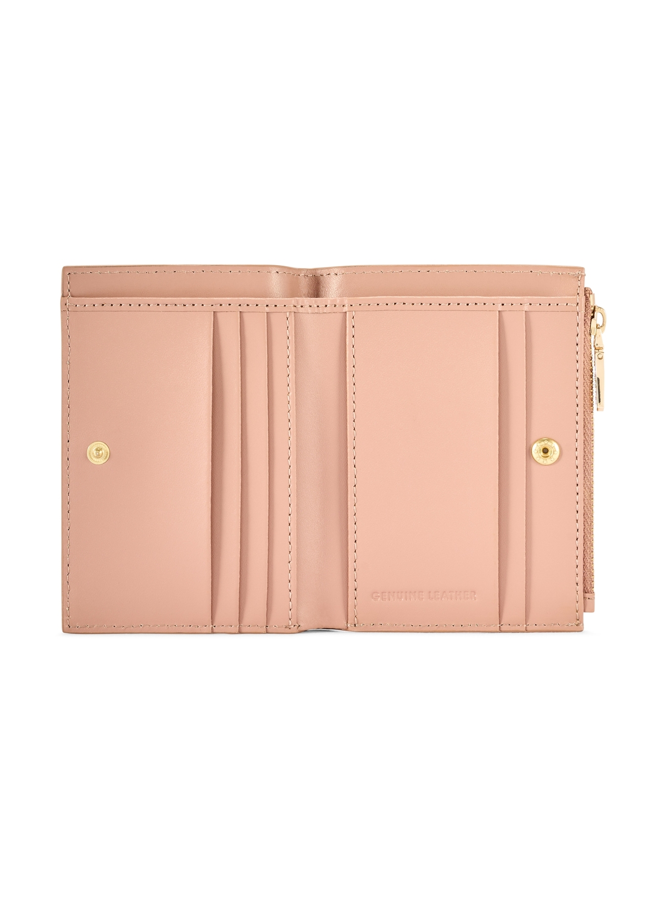 Women's leather wallet in dirty pink color PORES-0984-5D(W26), product view inside on white background.