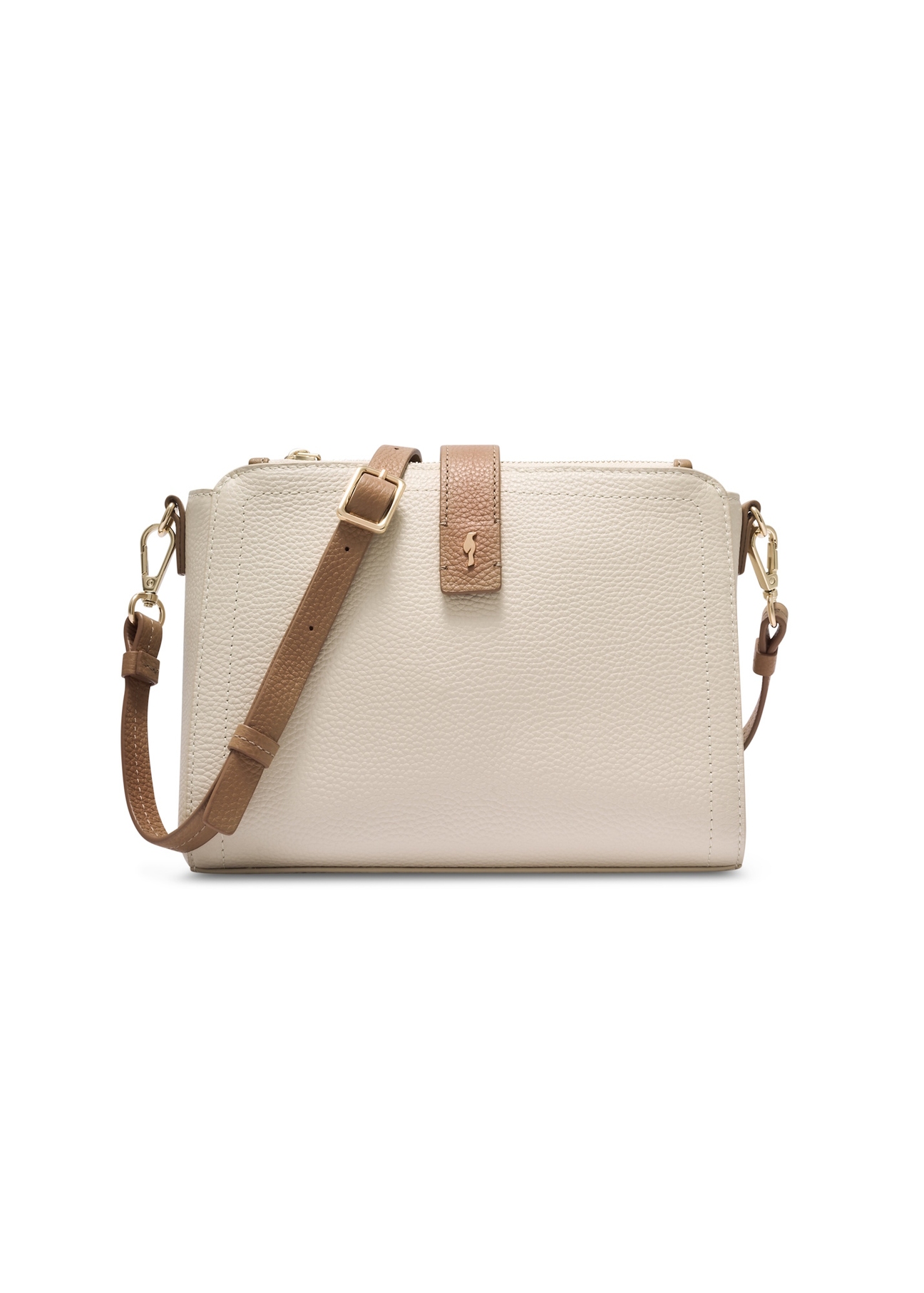 Leather cream shoulder bag TORES-1275-0B(W26), front product view on white background.