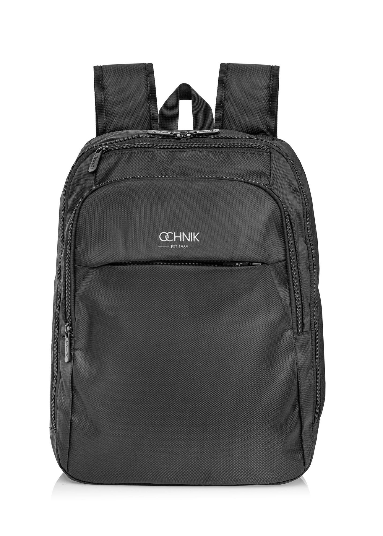 Black men's backpack with laptop pocket TORMN-0264C-99(Z25), front product view on white background.