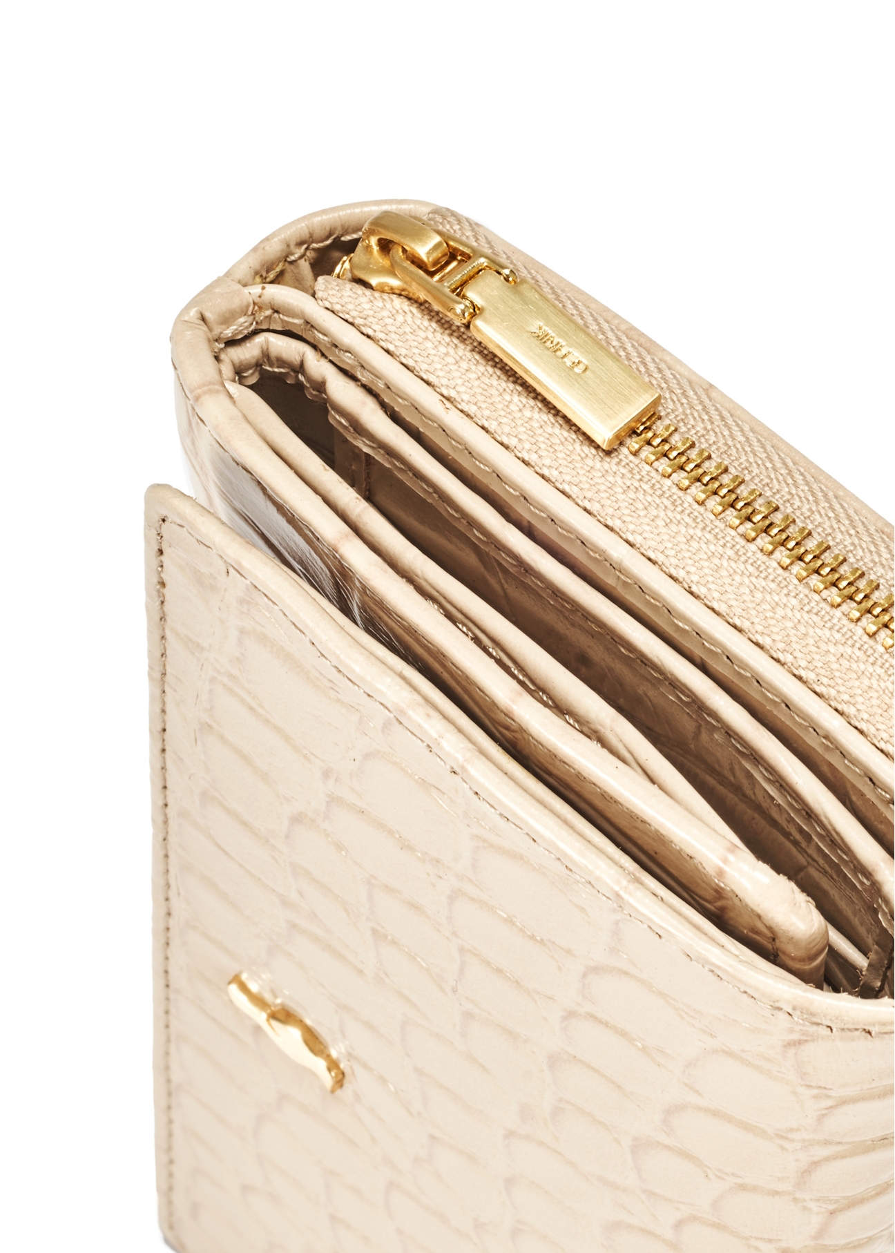 Cream croco leather women's wallet PORES-0956-12(W25)