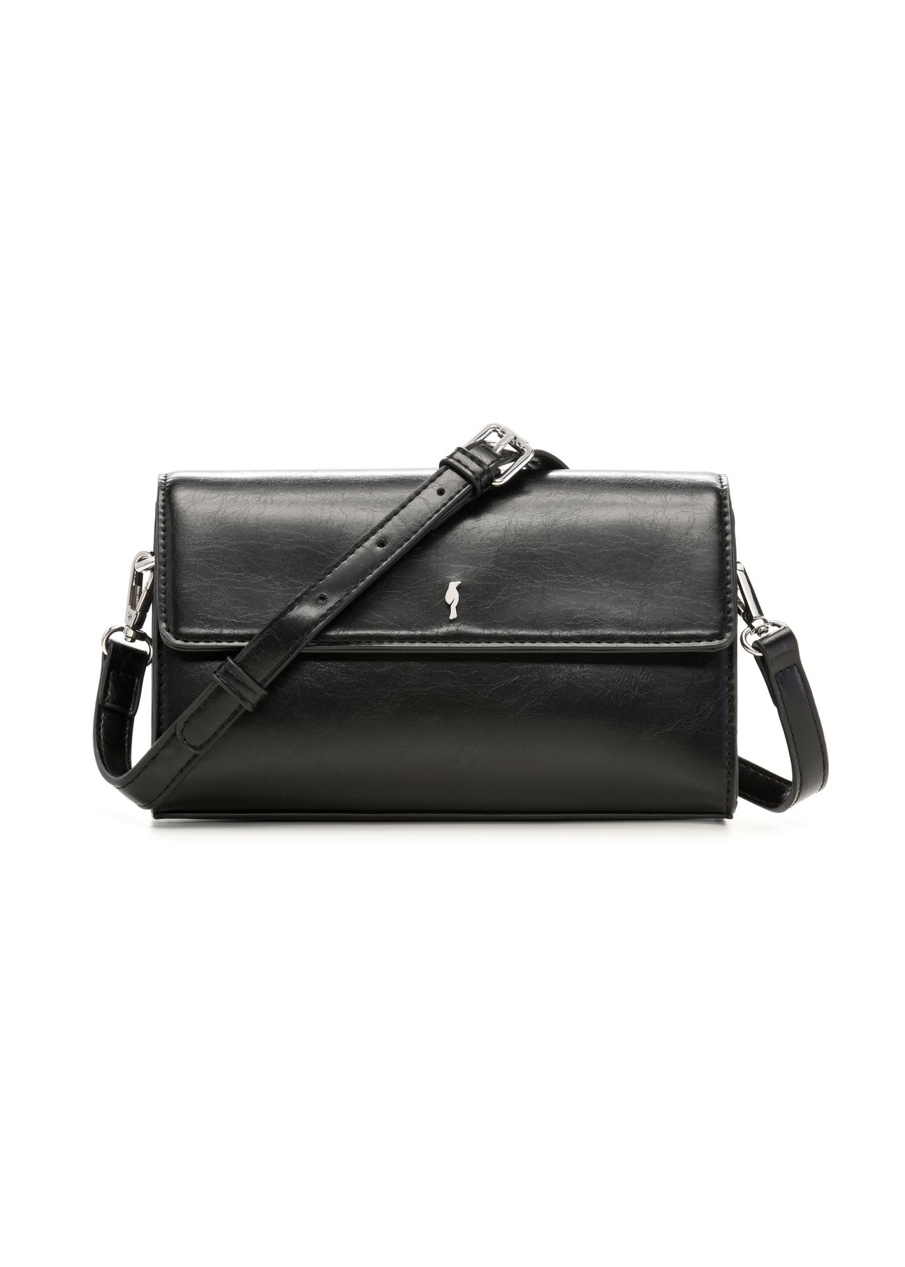 Small black women's handbag made of imitation leather TOREC-1324-99(Z26) - front product view, on a white background.