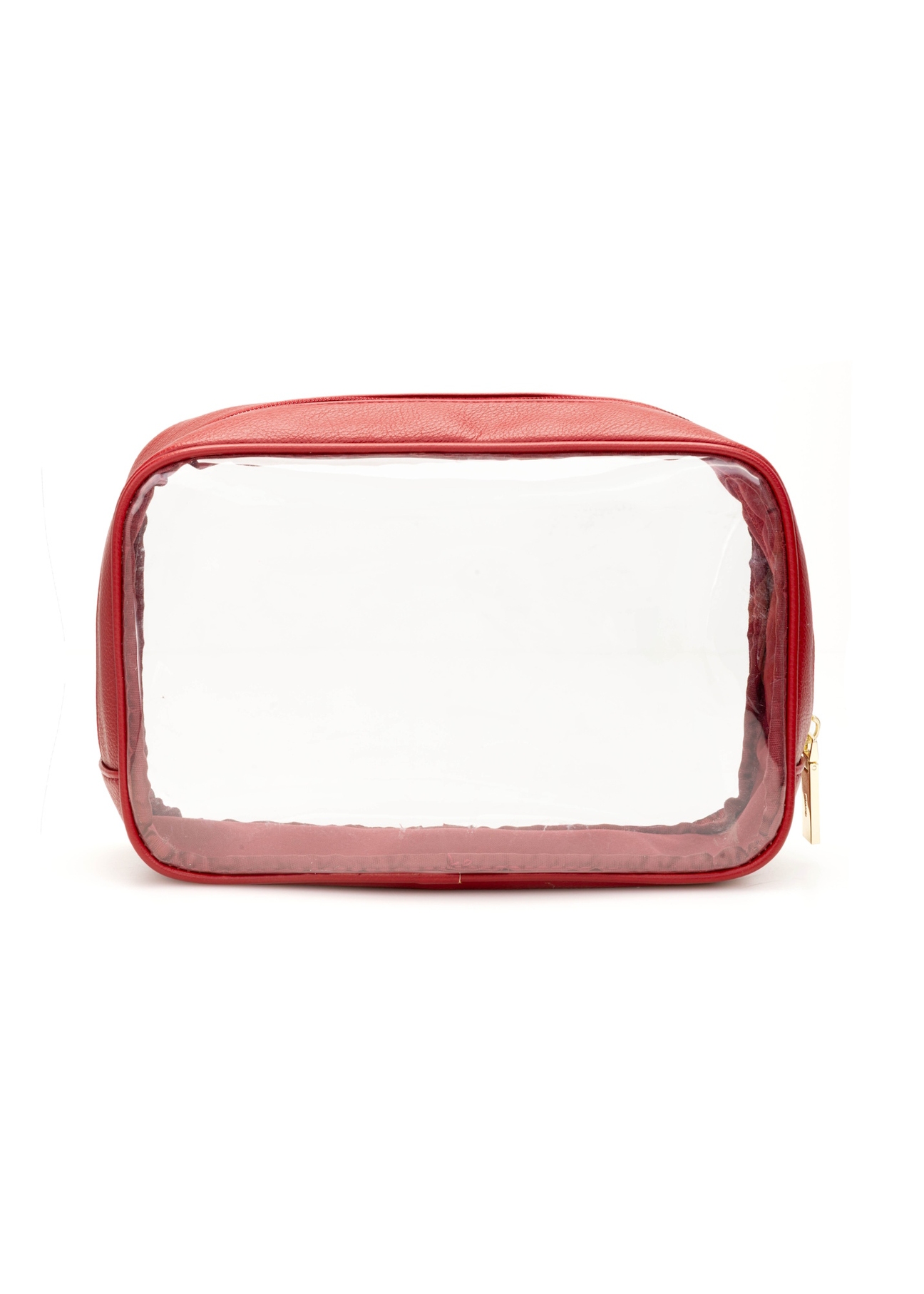 Large red two-piece women's cosmetic bag TOREC-0874A-41(Z25), back view of the product on a white background.