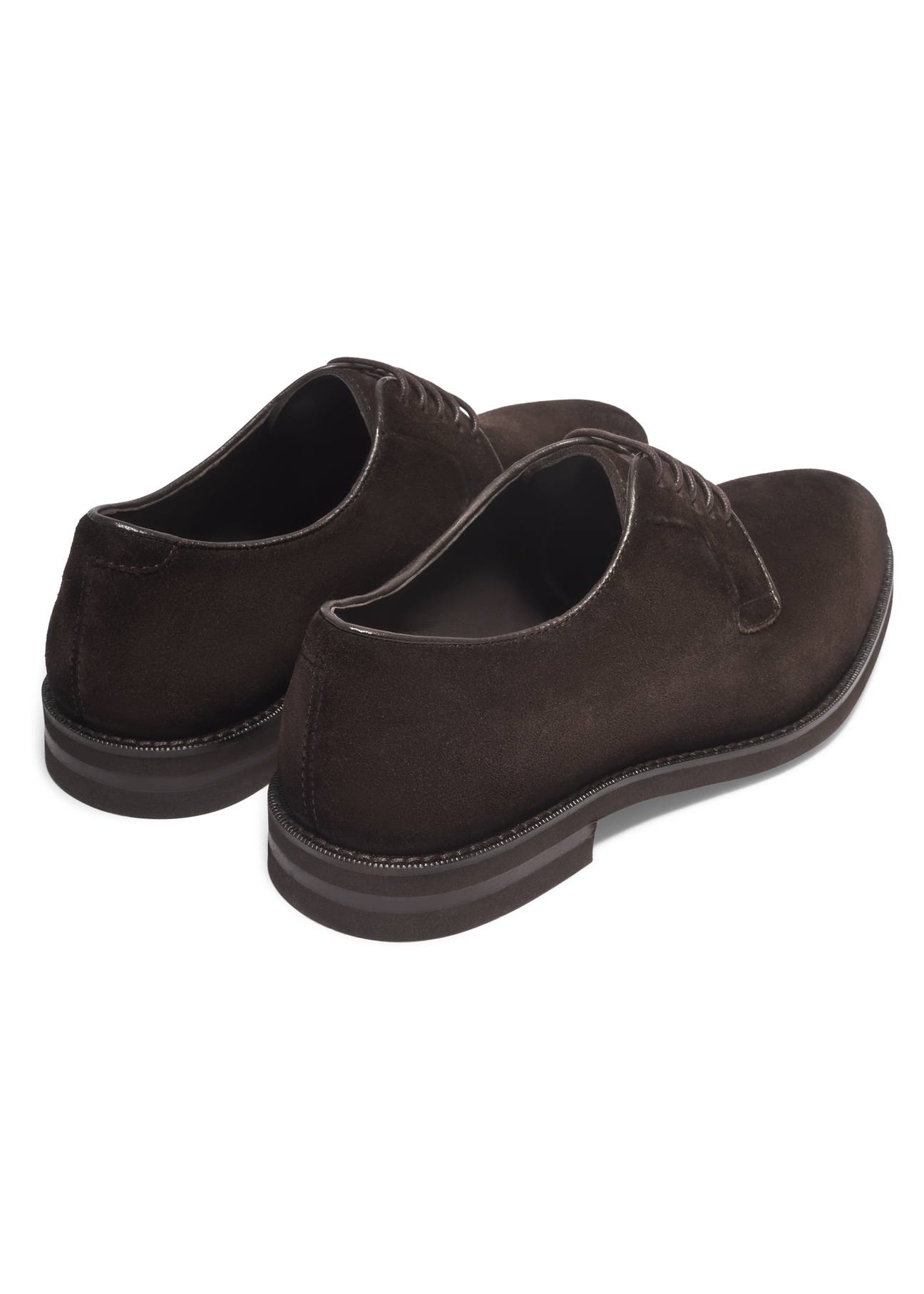 Men's dark brown suede shoes BUTYM-0585-1I(Z26), back view of the product on a white background.