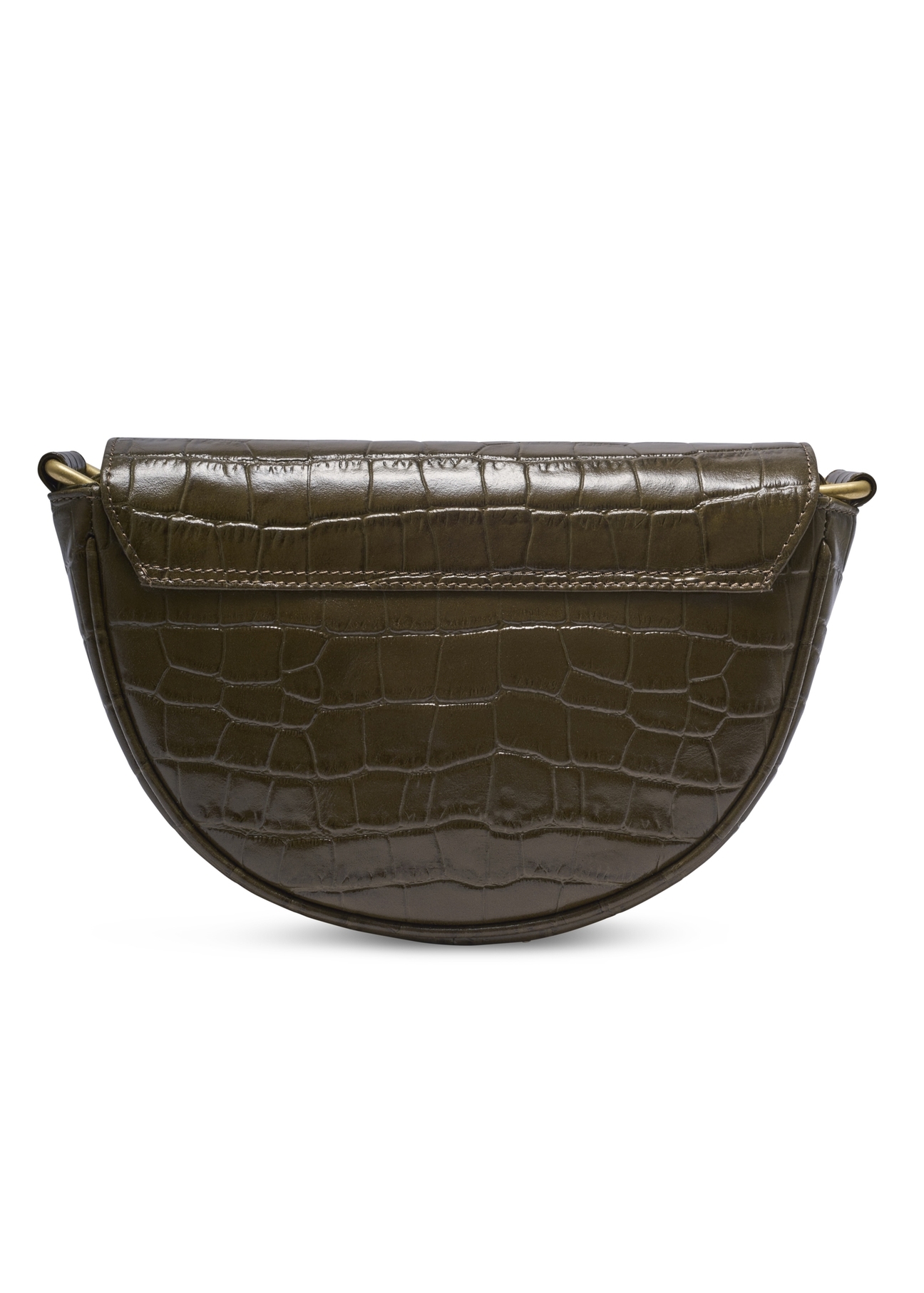 Half-round croco khaki women's handbag TORES-1328-8D(Z26) - product view from the back, on a light background.