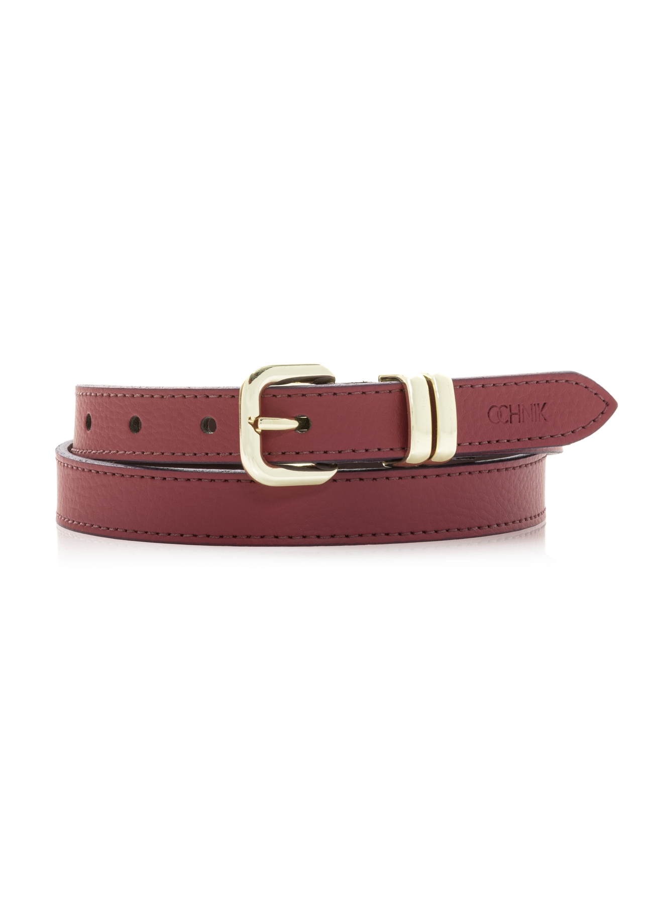 Fuchsia women's leather belt PASDS-0321-5E(W26) - front product view, on white background.
