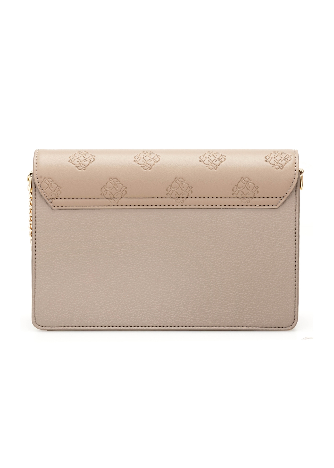 Dark beige women's handbag with monogram TOREC-0536-1K(W26), product view from the back on a white background.