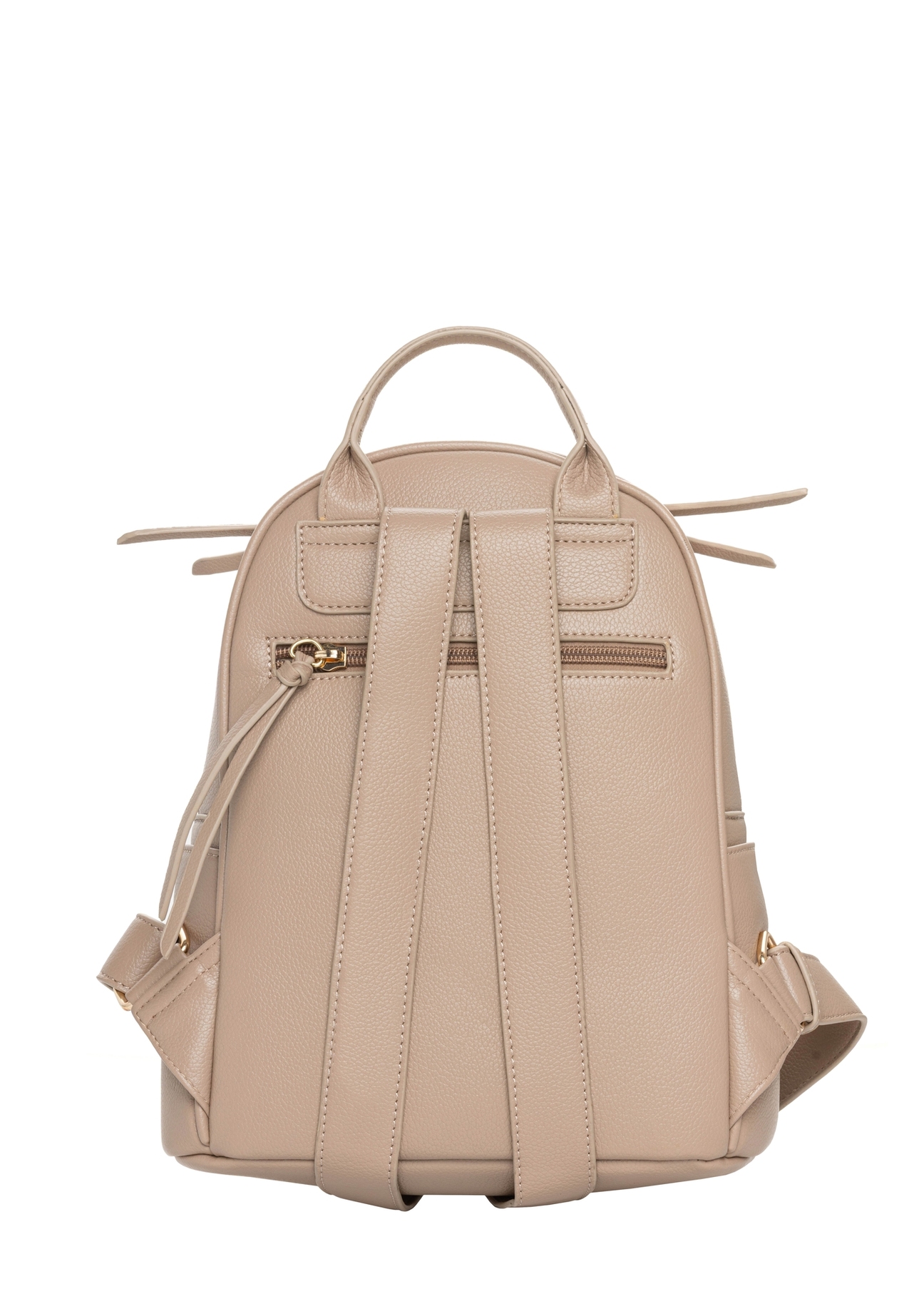 Beige small women's backpack TOREC-1256-1B(Z26). Back view on white background.