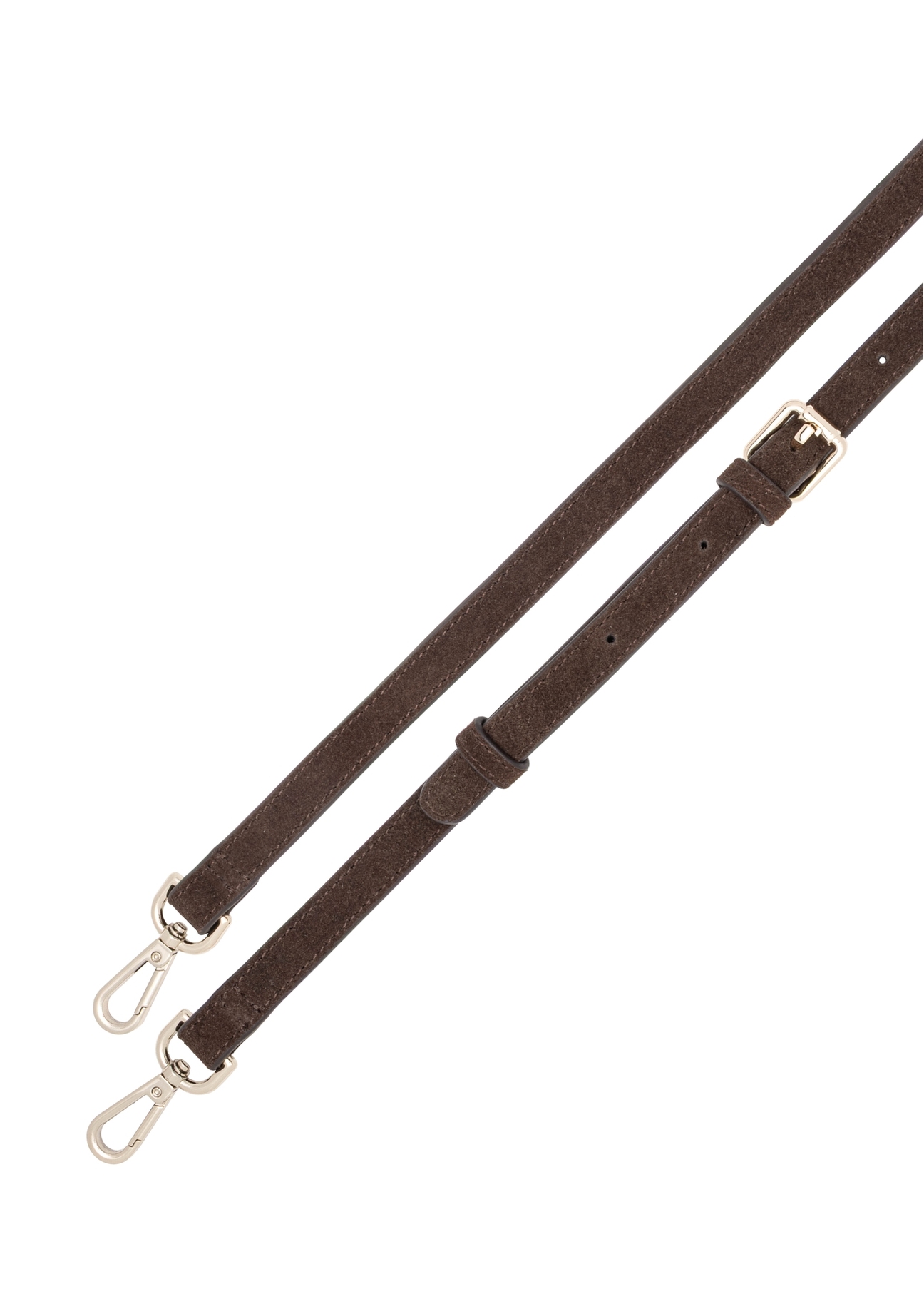 Dark brown leather shopper bag TORES-1412-1H(Z26). View of the strap on a white background.