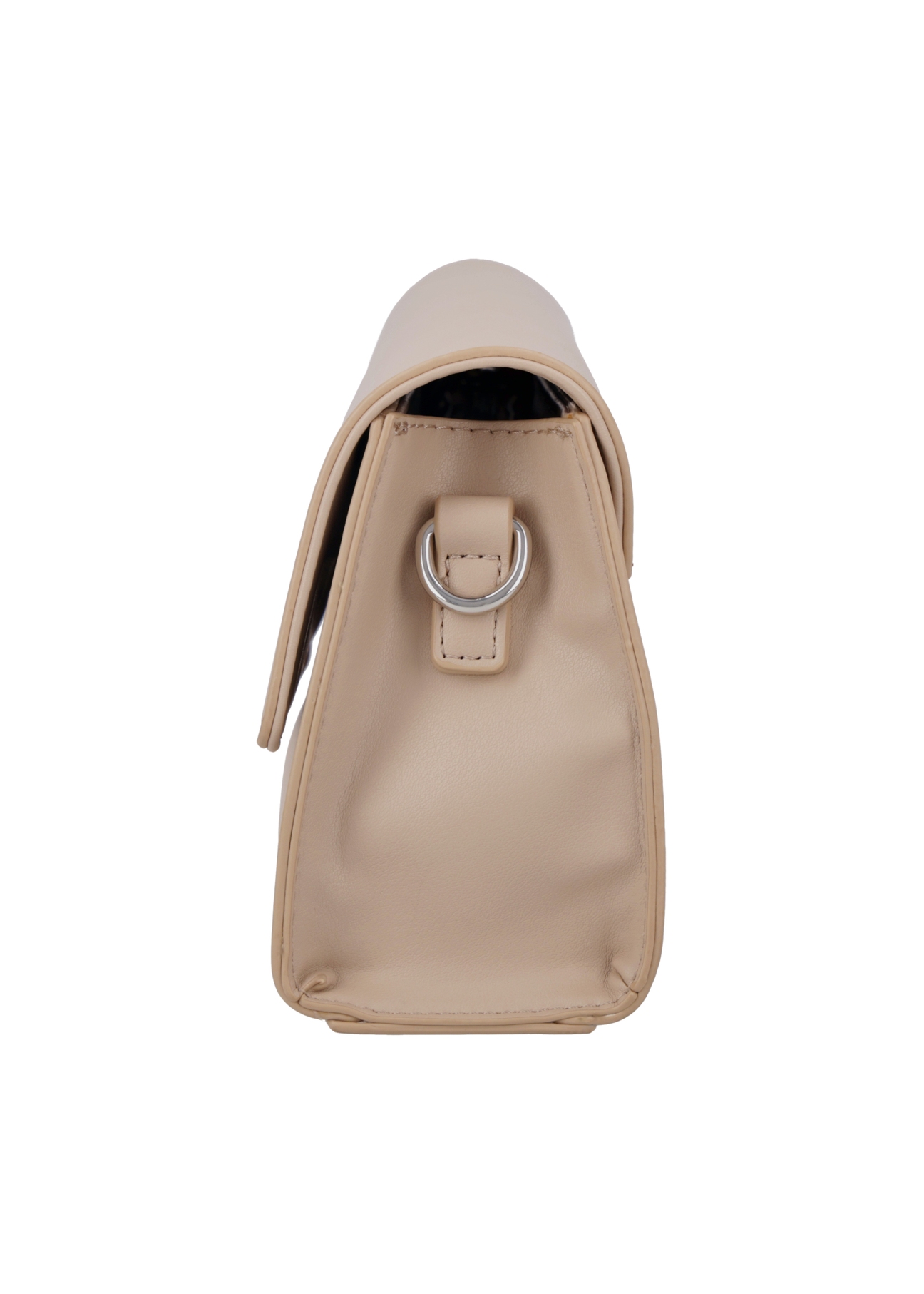 Small women's handbag made of ecru imitation leather TOREC-1324-0B(Z26), side product view, on a white background.