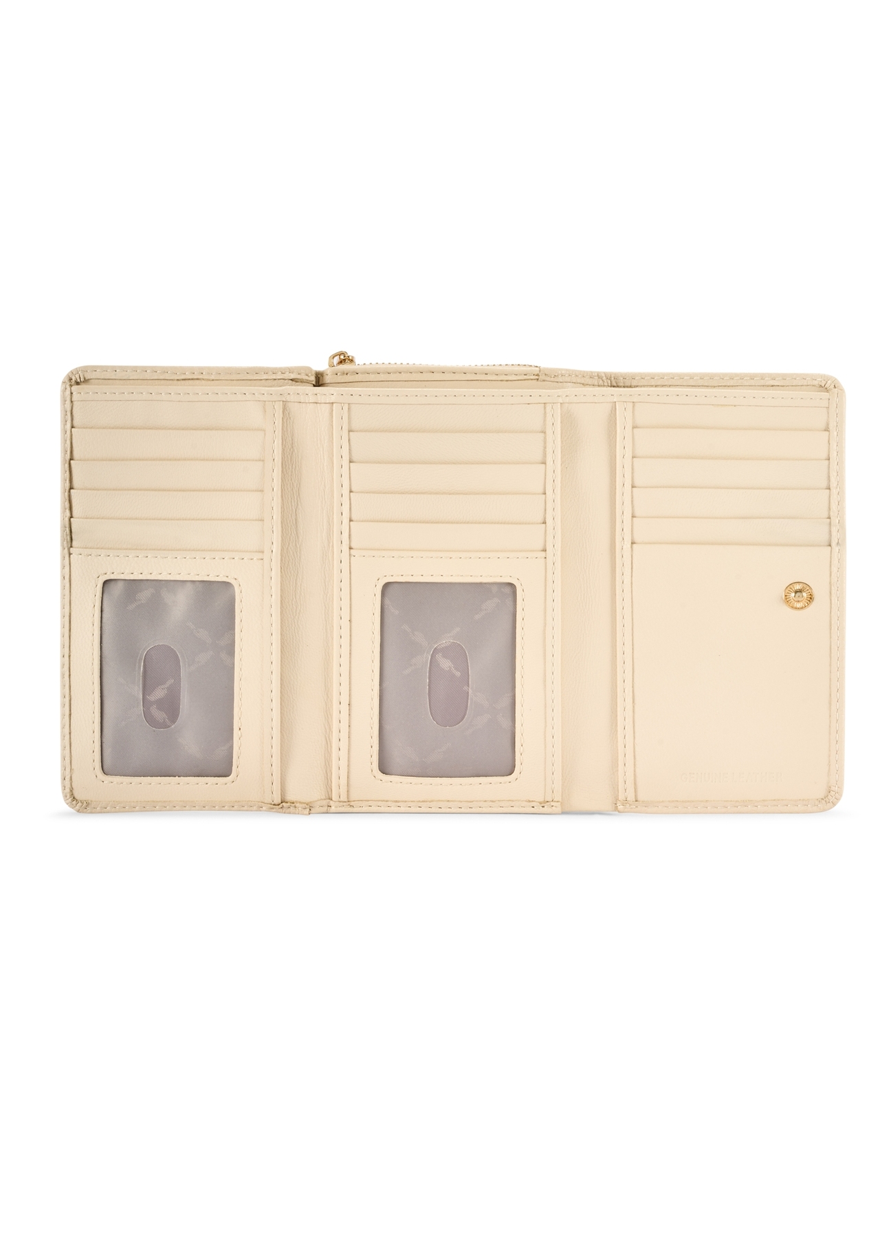 Large cream leather women's wallet PORES-0801R-0B(W26), product view inside on white background.