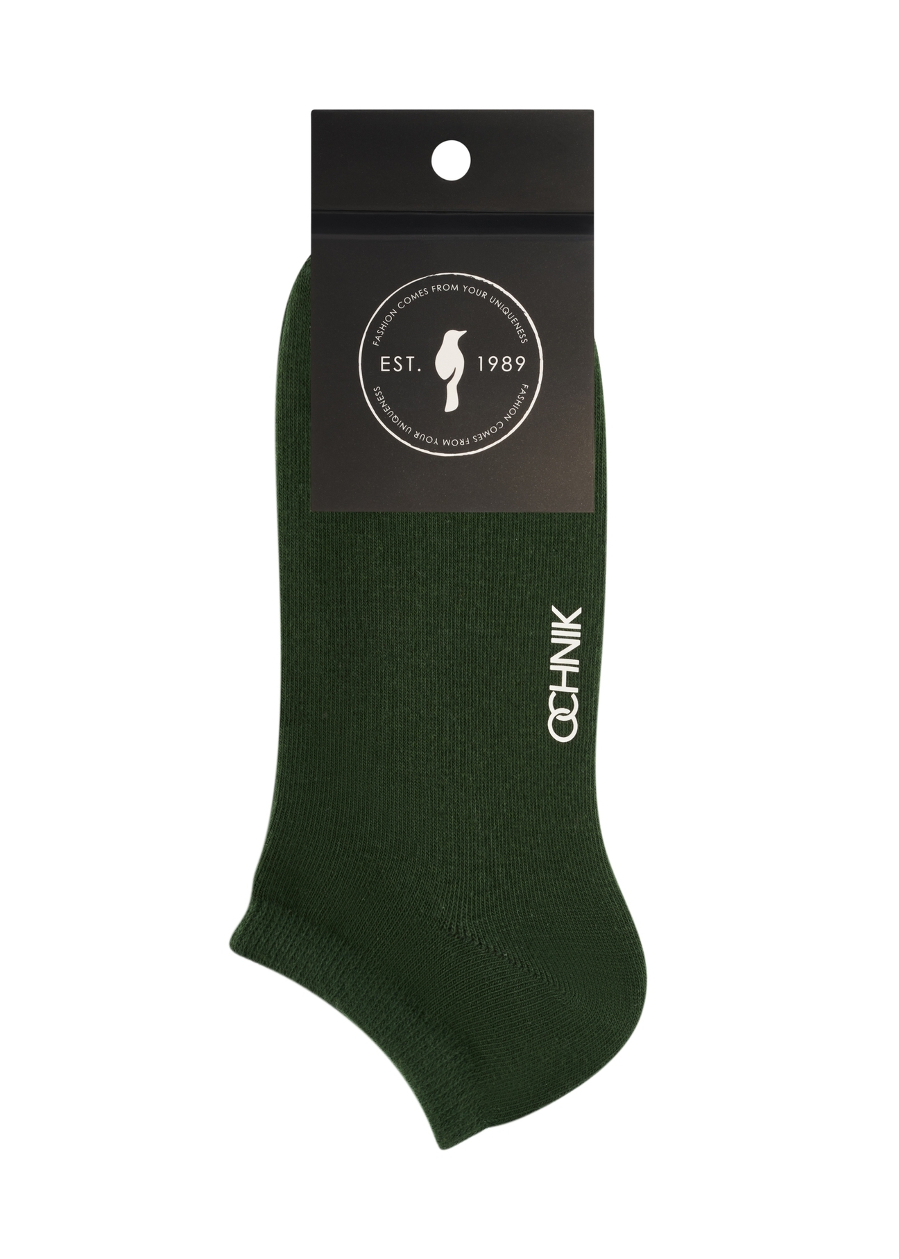 Green men's short socks SKAMT-0151B-8C(W26), product view with packaging on white background.