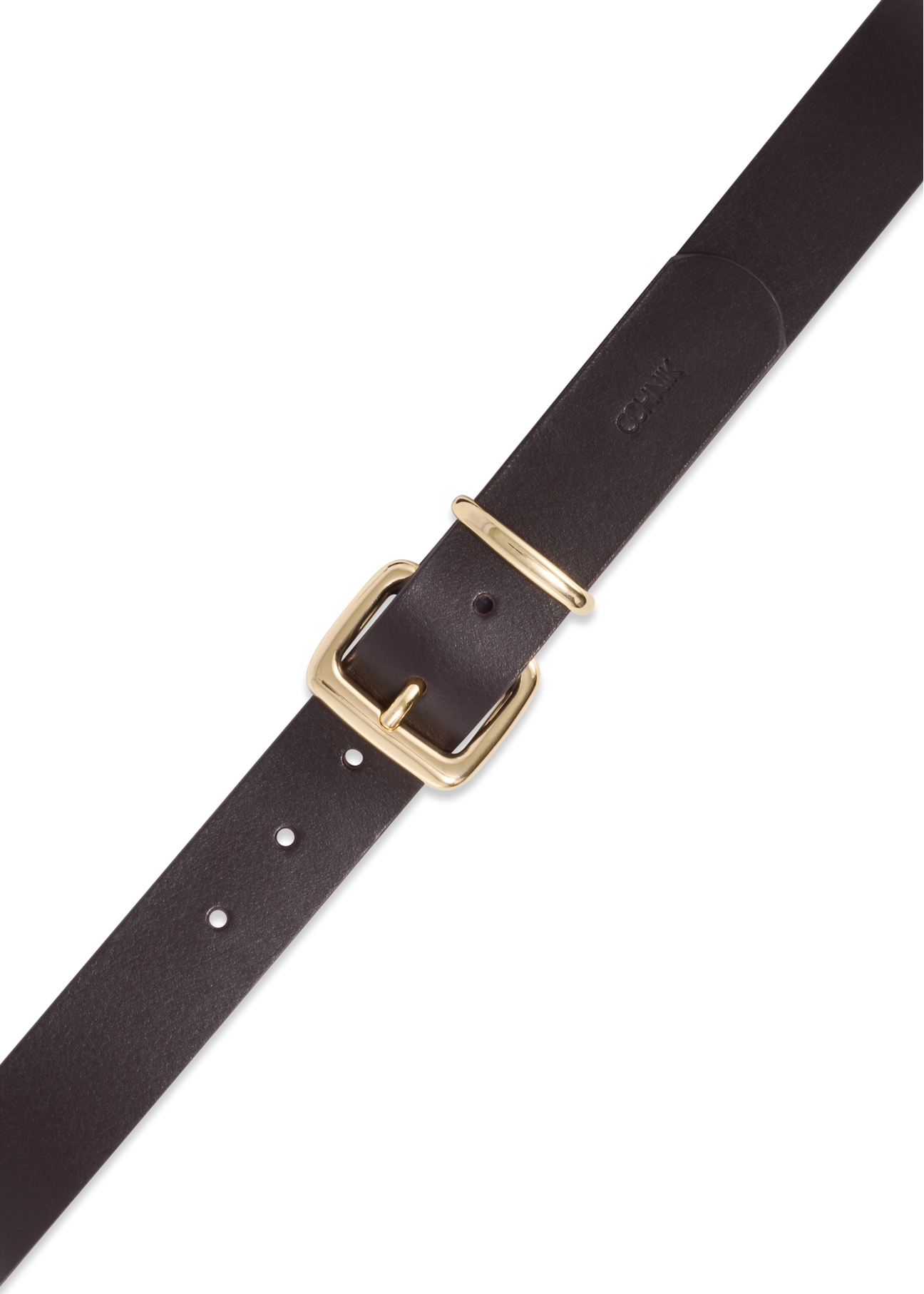 Brown leather women's belt PASDS-0312-1I(Z26), product view from above on white background.