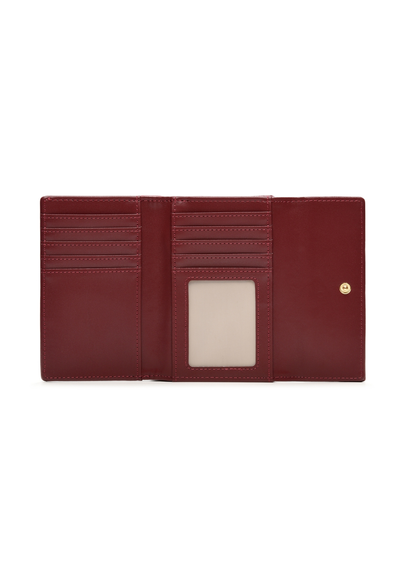 Burgundy women's wallet POREC-0426-49(Z25), product view from the inside on a white background.