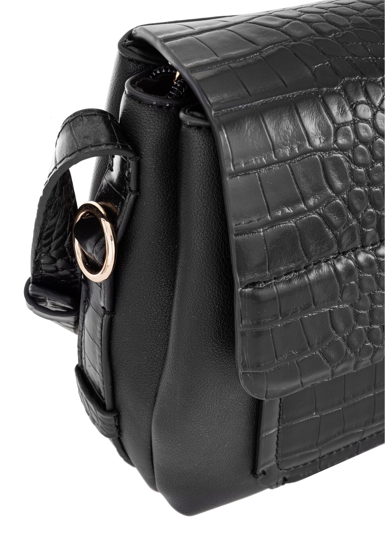 Women's handbag with croco elements TOREC-0860A-97(Z25), close-up of the product detail on a white background.