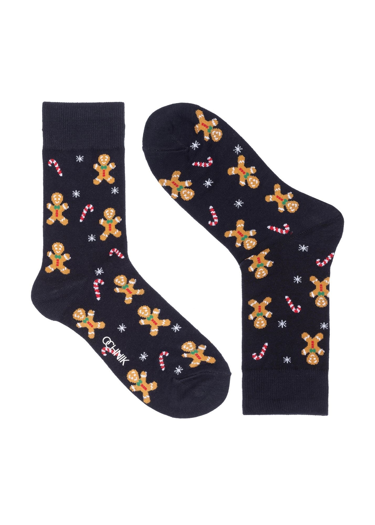 Navy blue men's Christmas socks SKAMT-0183-7D(Z26), front product view on white background.
