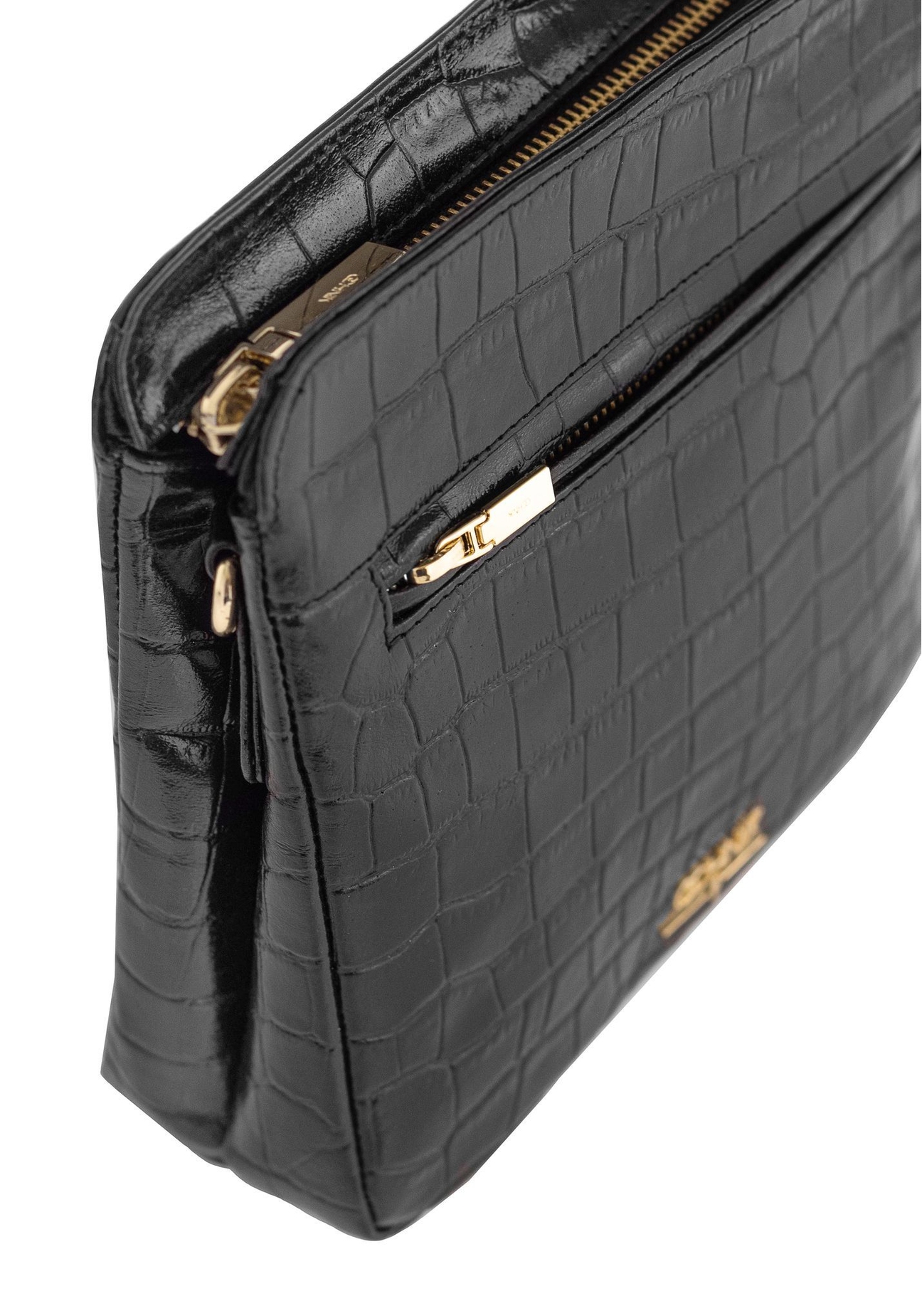 Black leather women's croco handbag TORES-0973-97(W24)-06
