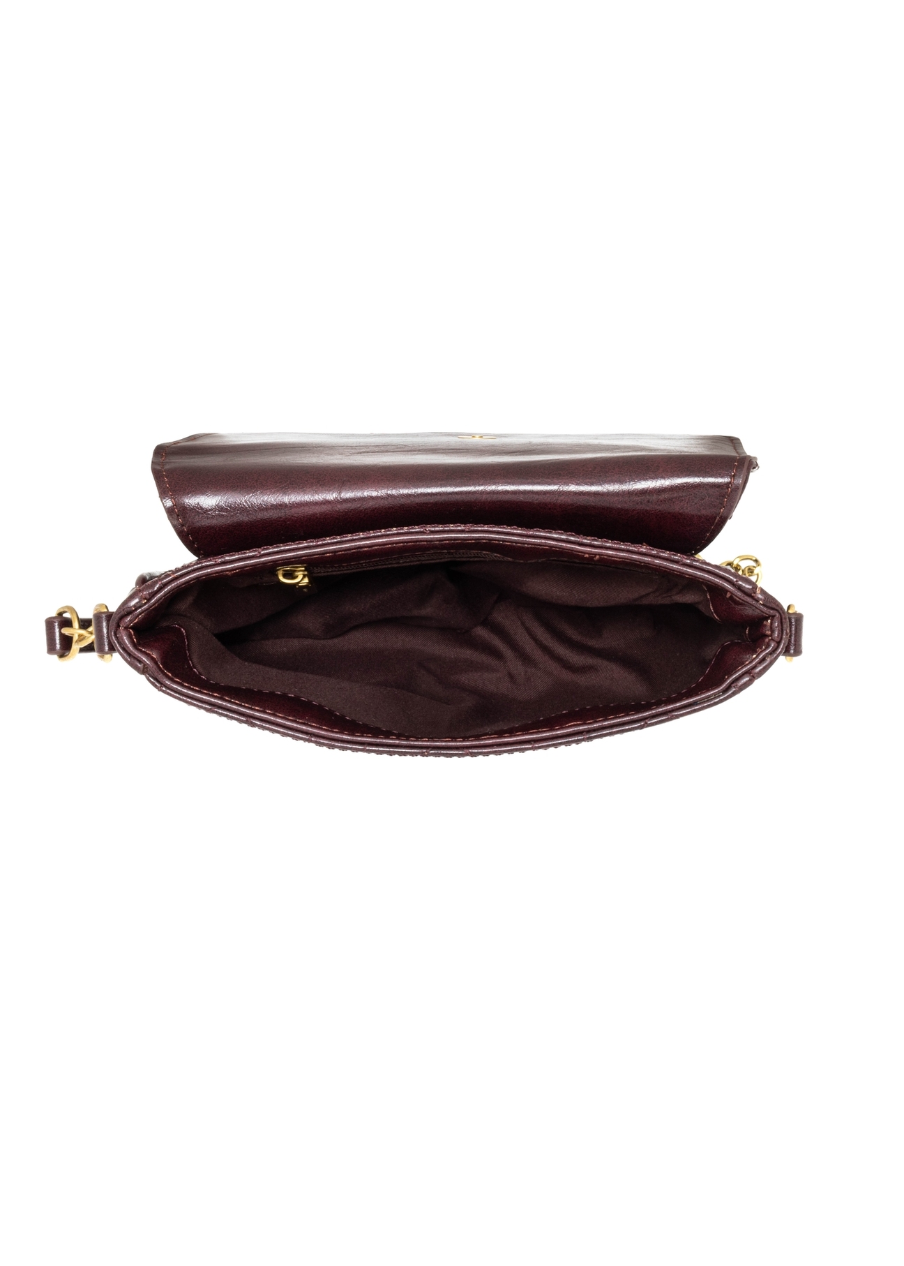 Burgundy small messenger bag TOREC-1254-4D(Z26), product view from above on a white background.