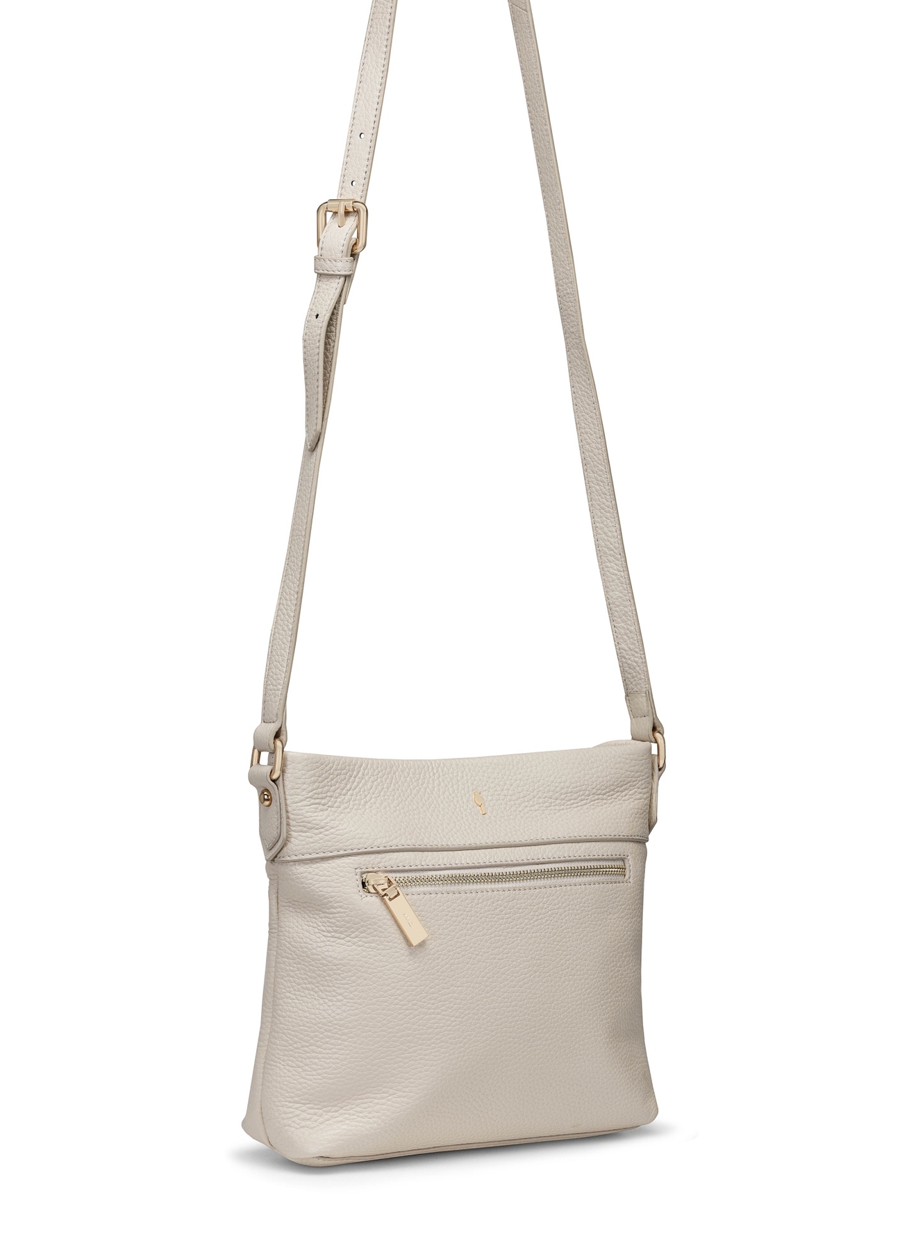 Cream leather women's shoulder bag TORES-0896C-12(W25) - diagonal view of the bag on a white background.