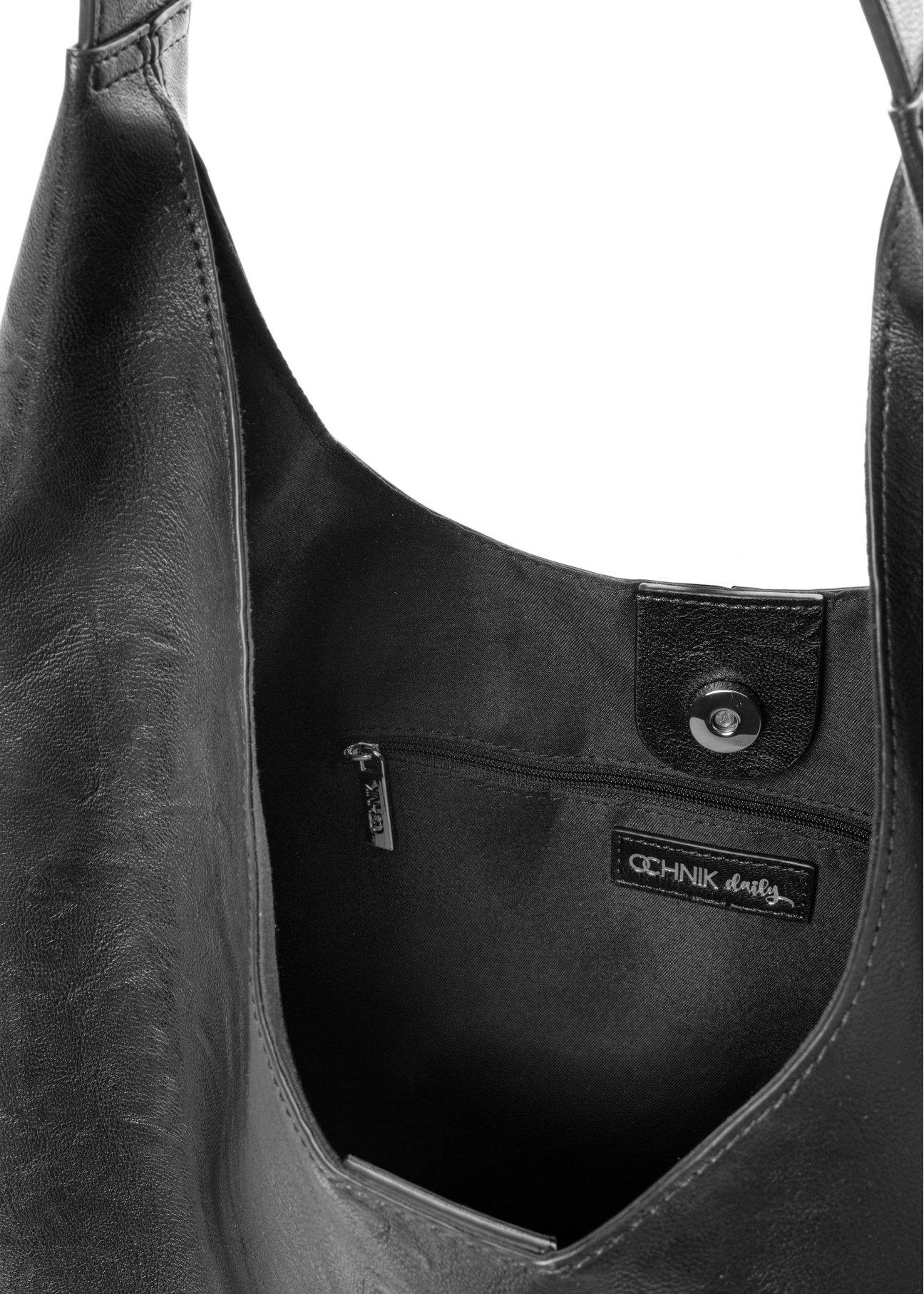 Black women's shopper shoulder bag TOREC-1385-99(Z26). View from the inside on a white background.