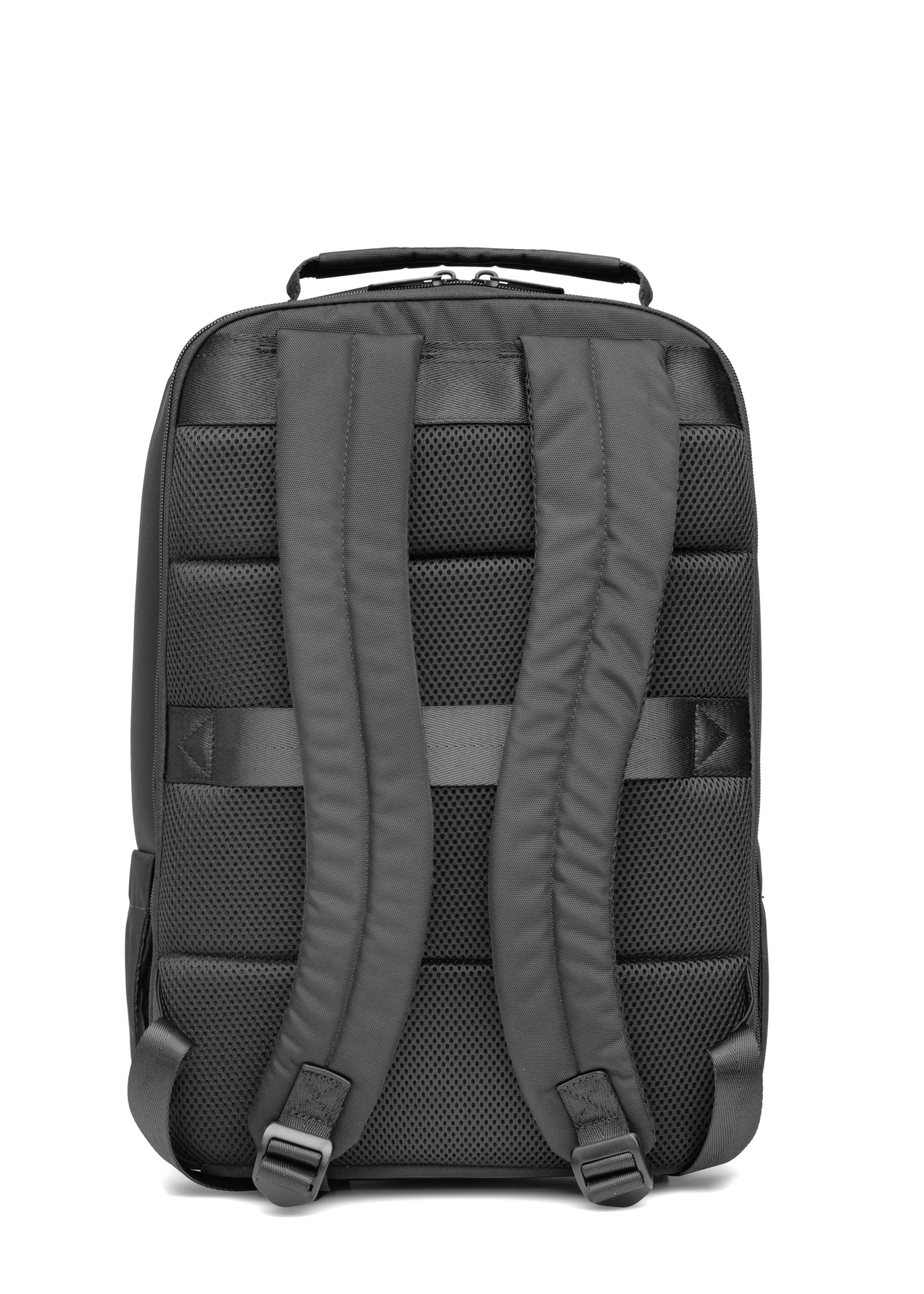 Black men's backpack TORMN-0368-99(Z25), product view from the back on a white background.
