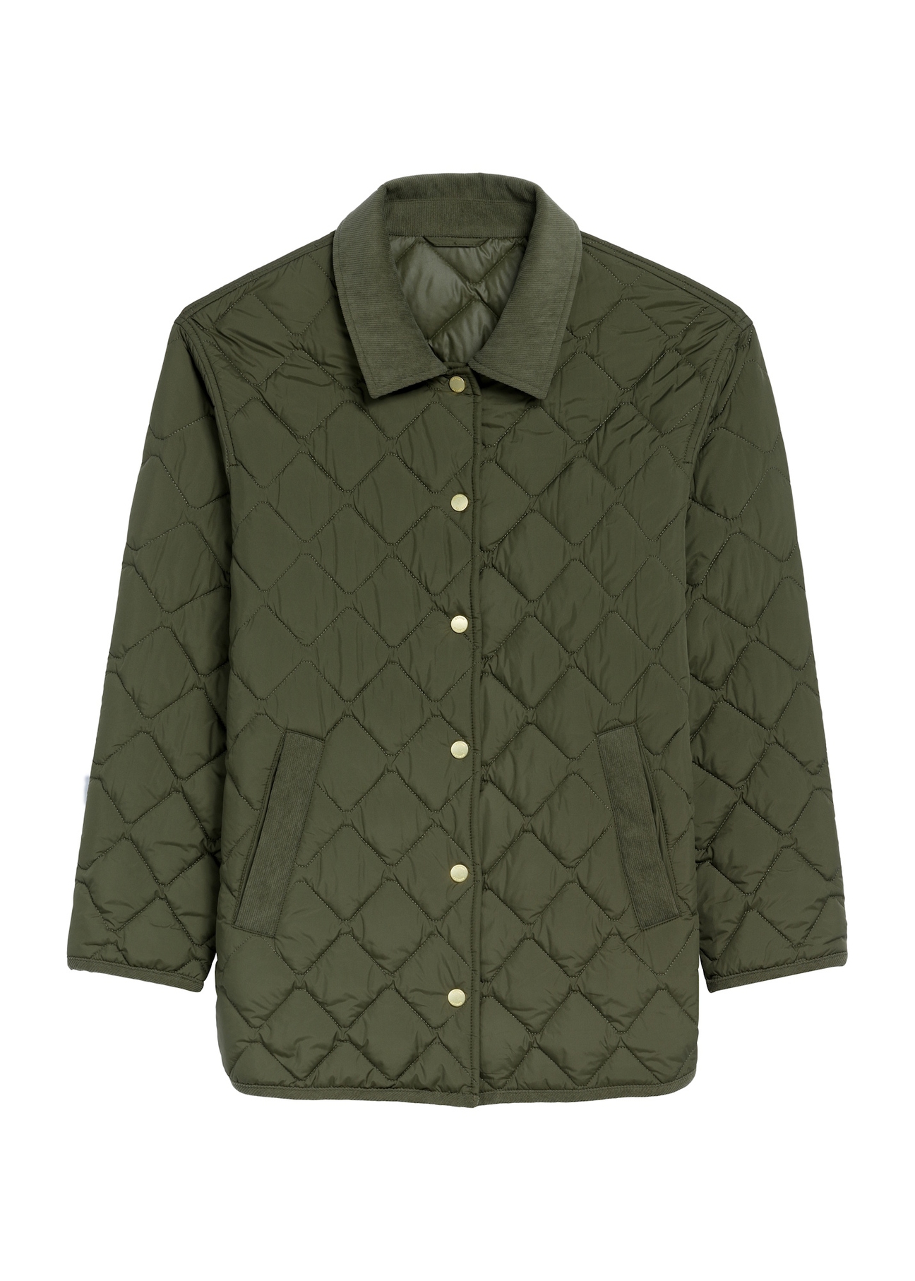 Women's khaki collar jacket KURDT-0596-55(Z25) - front product view on white background.
