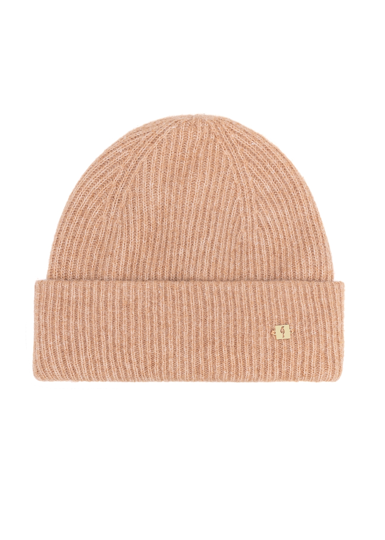 Dark beige women's hat with a wool blend CZADT-0201-81(Z25), front view of the product on a white background.
