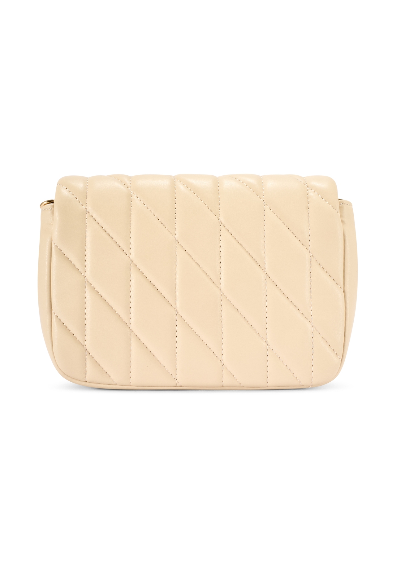 Cream women's handbag with stitching TOREC-1151-0B(W26) - product view from the back, on a white background.