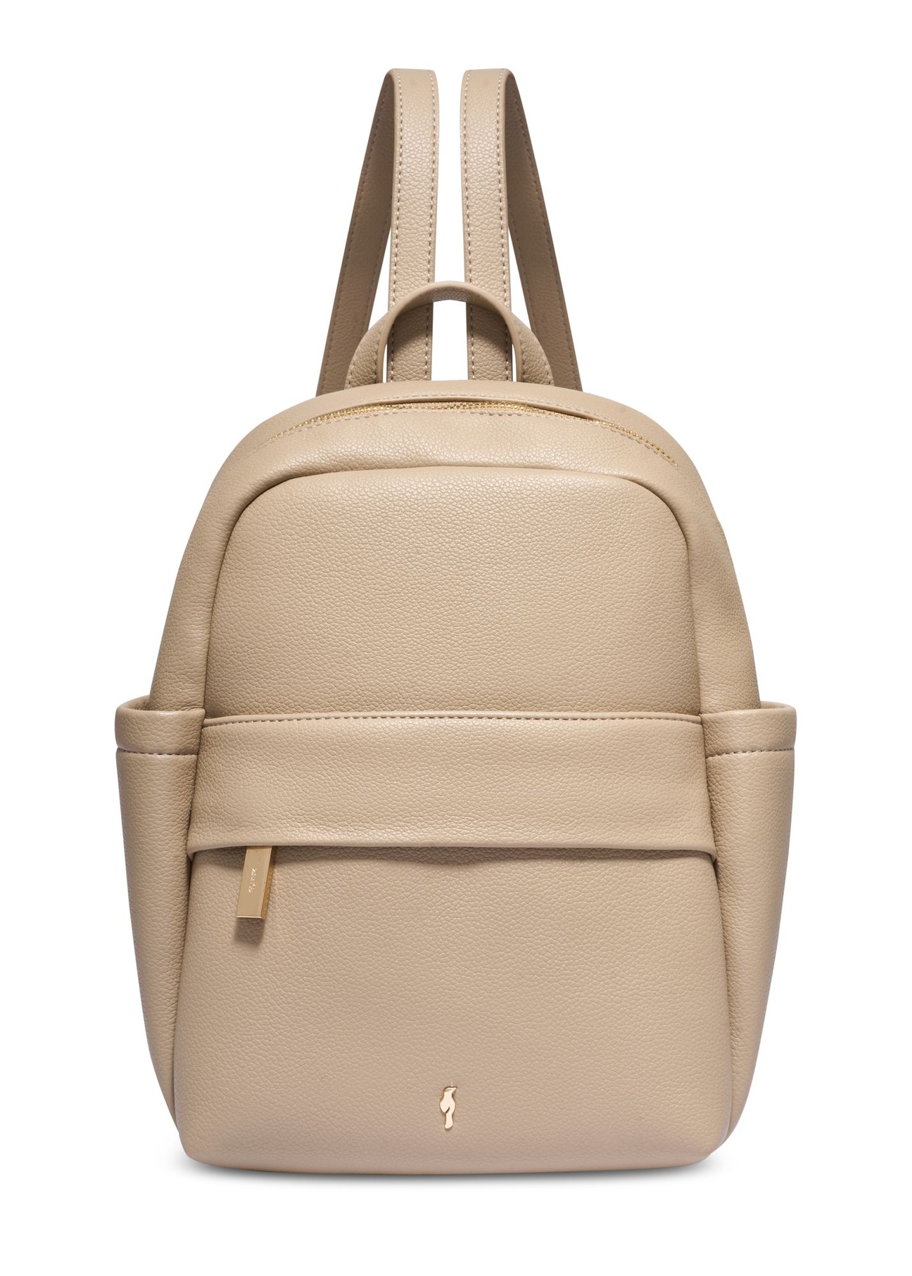 Beige women's imitation leather backpack TOREC-1246-1B(Z26) - front product view, on white background.