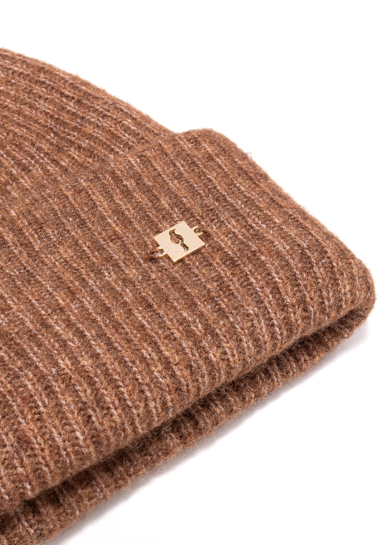 Brown women's wool blend hat CZADT-0201-89(Z25), close-up of product detail, view on white background.