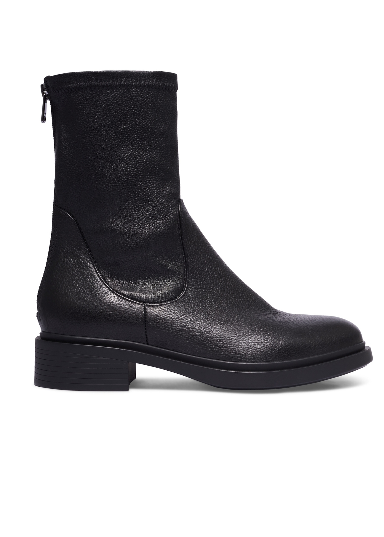 Black leather women's ankle boots BUTYD-1296-99(Z26), side view of the product on a white background.