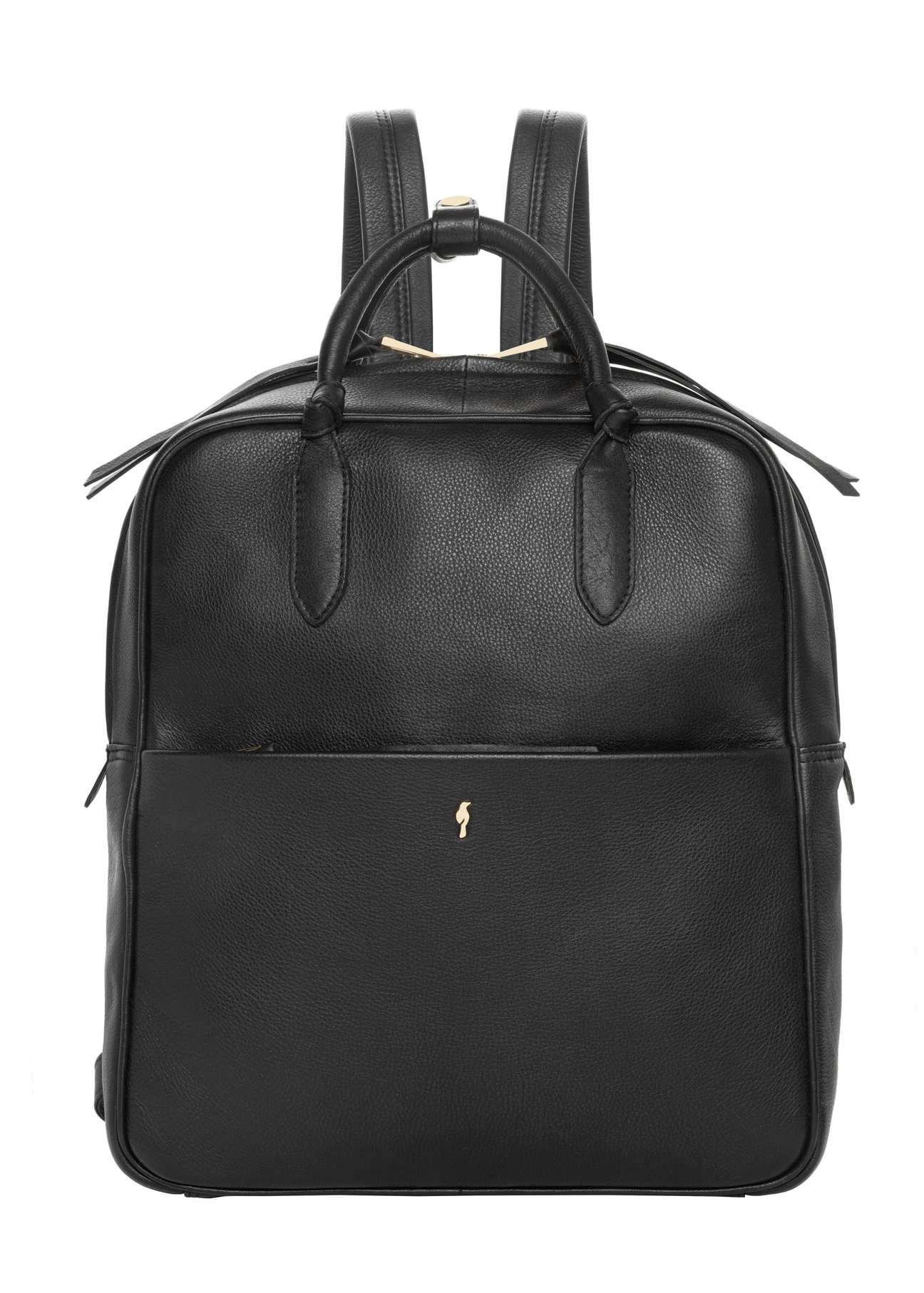 Black leather women's backpack TORES-1313-99(Z26). Front view on a white background.