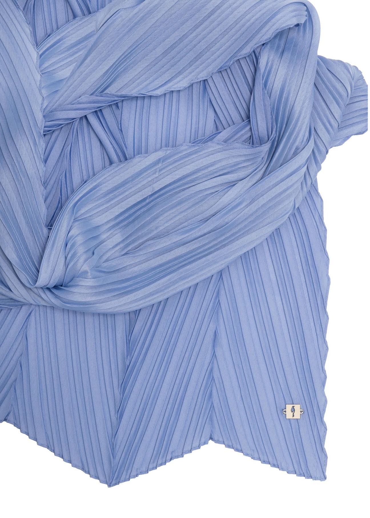Blue women's scarf with crease SZADT-0157-60(W23)-02