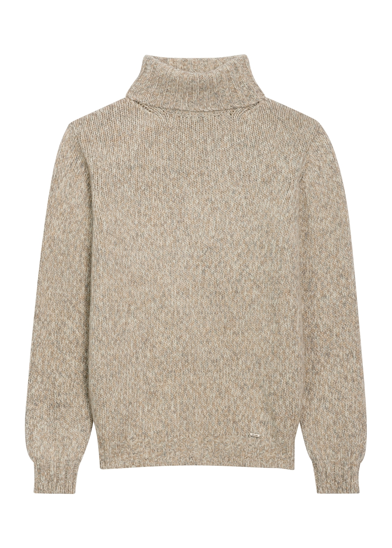 Light beige men's wool turtleneck SWEMT-0214-1A(Z26), front product view on white background.